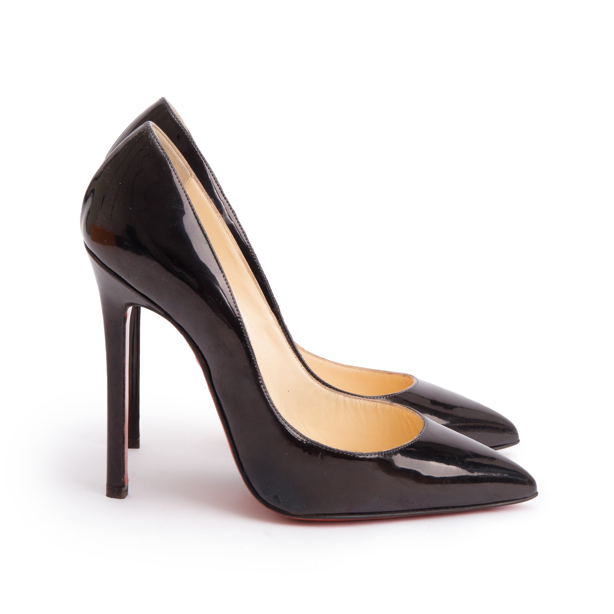 Christian Louboutin Black Patent Leather Pigalle 120 Pumps, Size 37.5 w/ Box