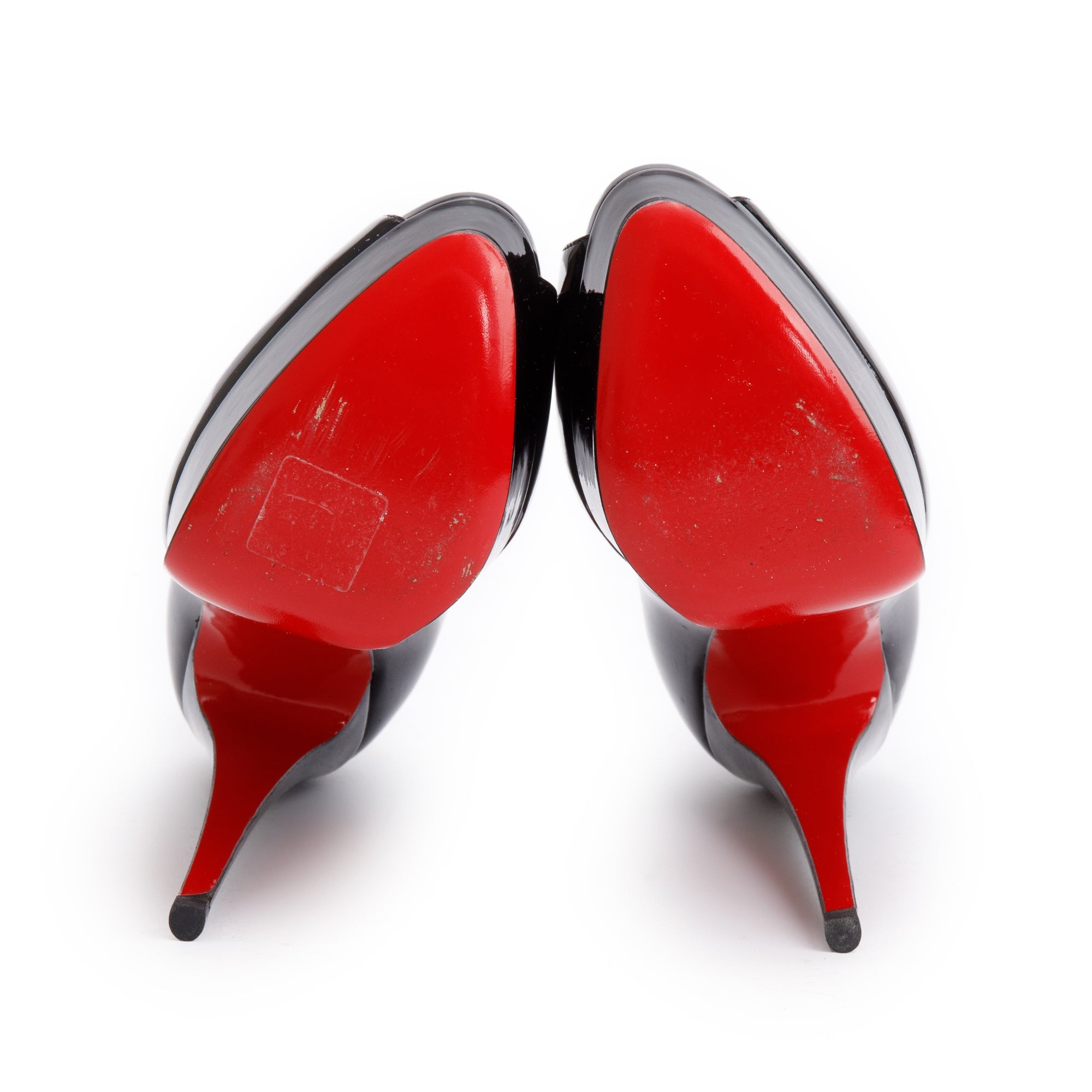 Christian Louboutin Black Patent Leather Pigalle Follies 100 Pumps, Size 37.5 w/ Box