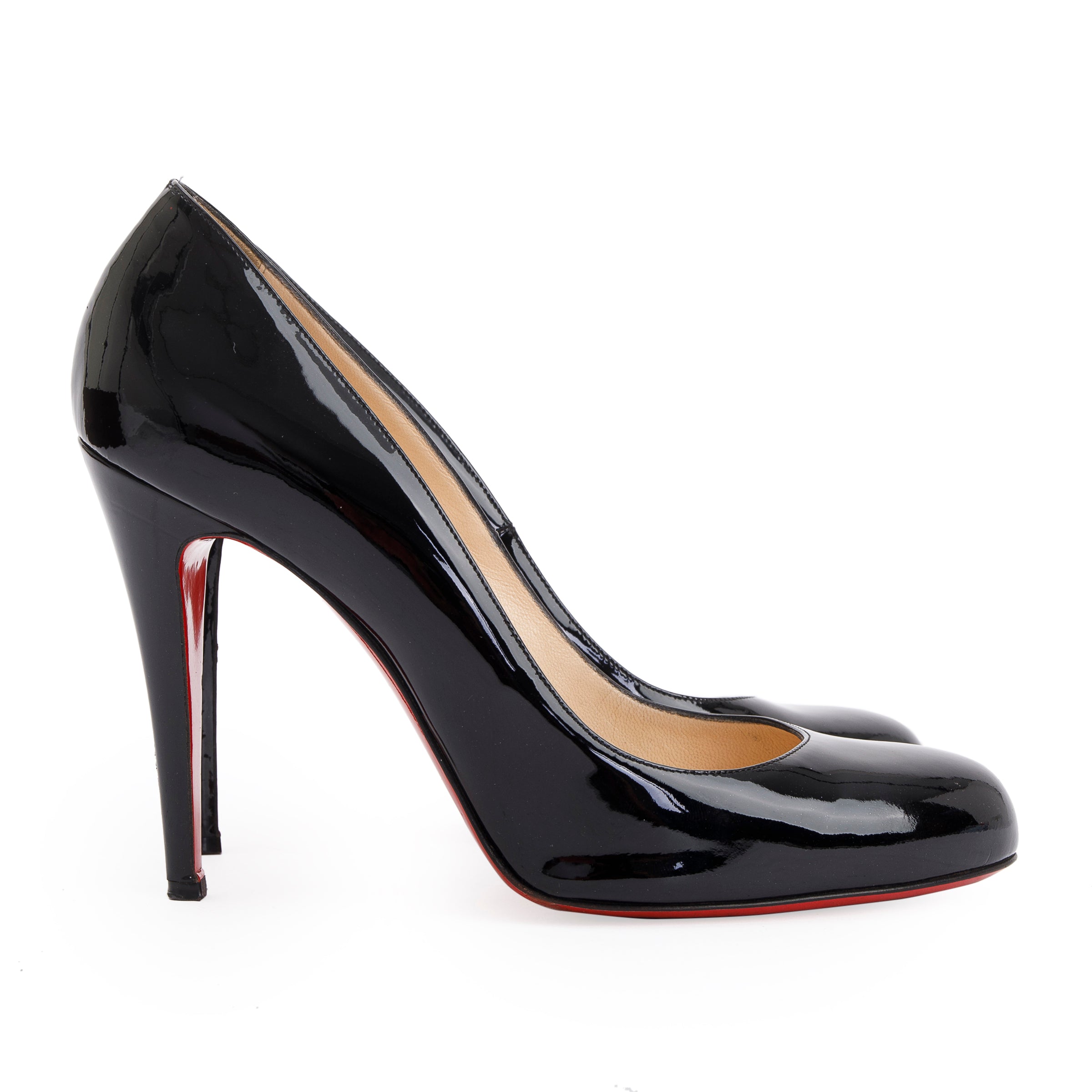 Christian Louboutin Black Patent Simple 120 Pumps, Size 41