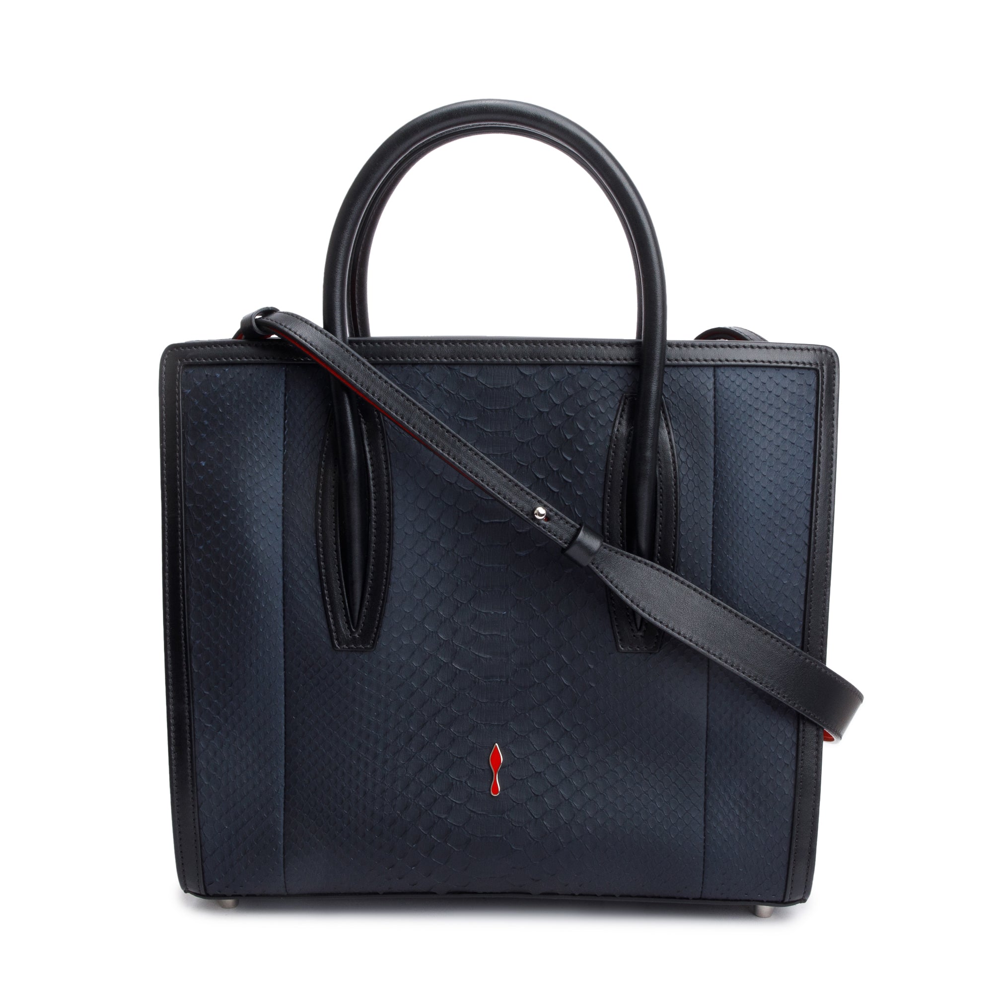 Christian Louboutin Black Python Medium Paloma Tote Bag w/ Strap