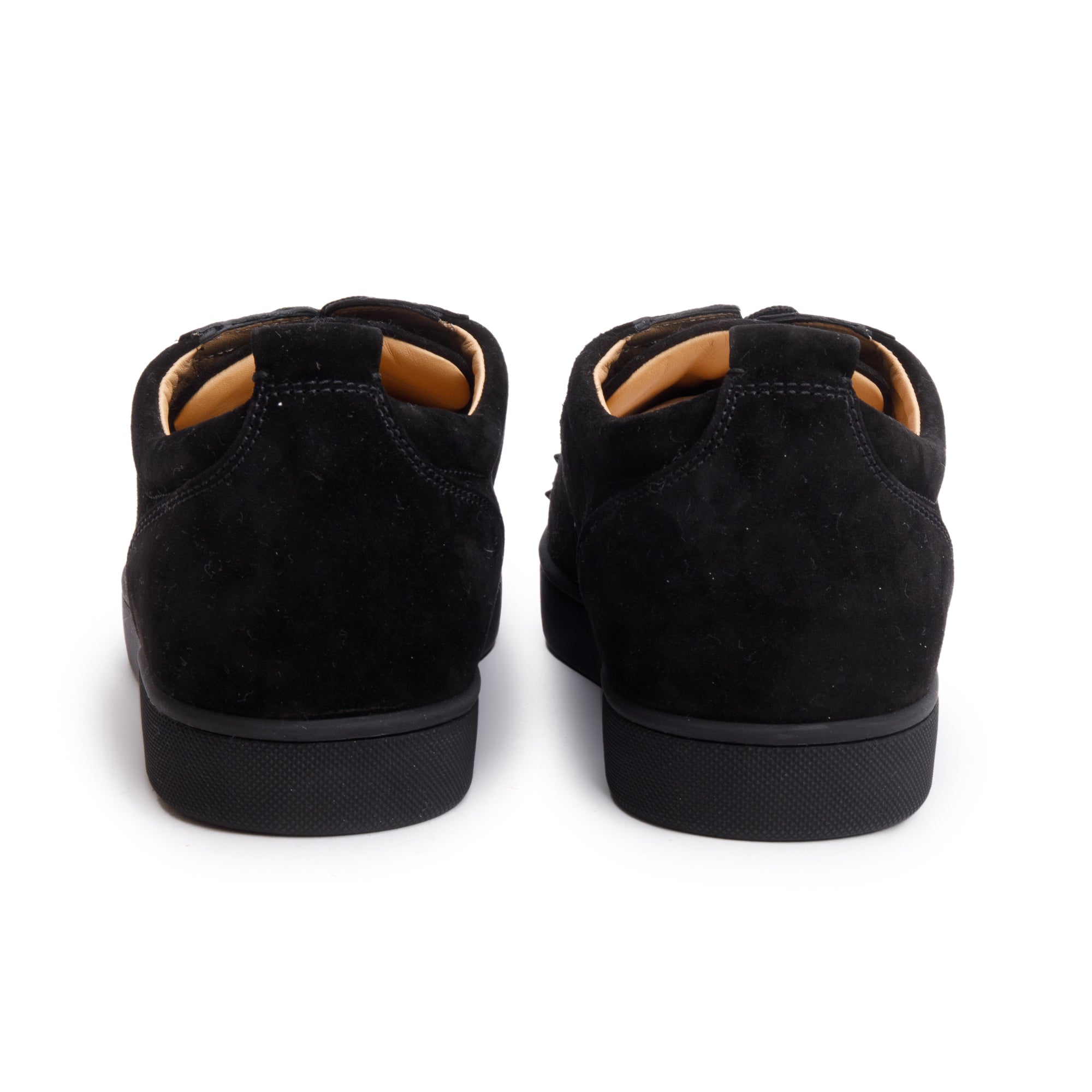 Christian Louboutin Black Suede Louis Junior Spikes Flat Sneakers, Size 44 w/ Box