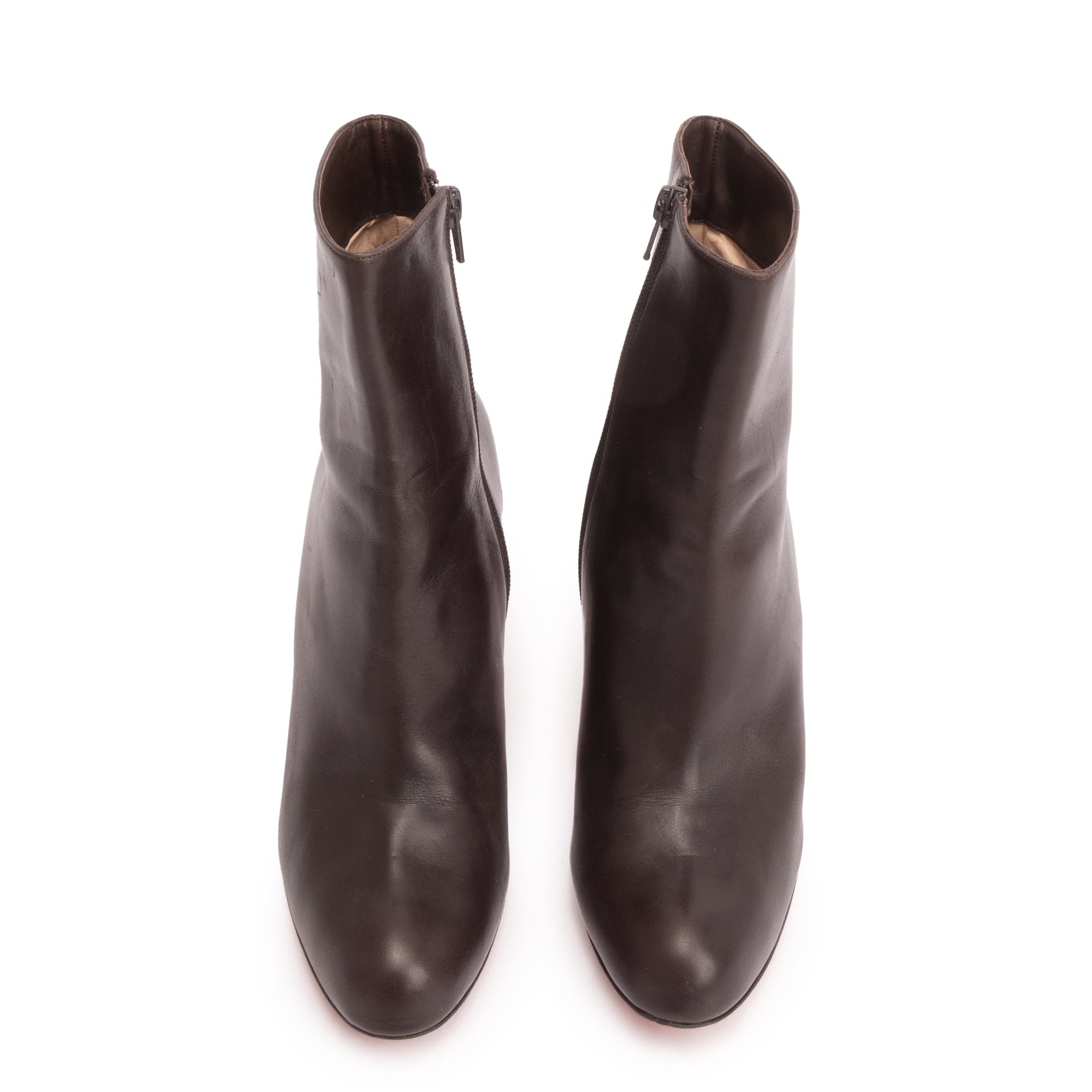 Christian Louboutin Brown Calfskin Leather Adox Ankle Boots, Size 39.5