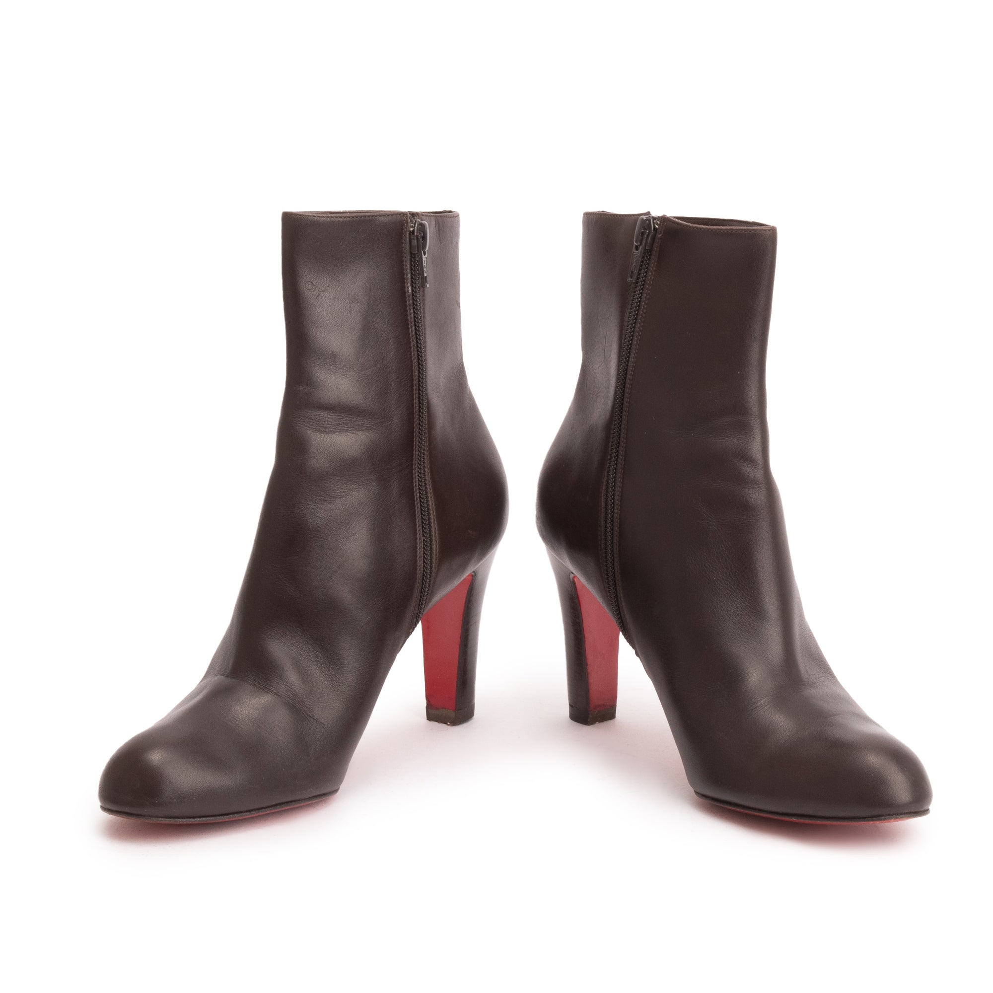 Christian Louboutin Brown Calfskin Leather Adox Ankle Boots, Size 39.5