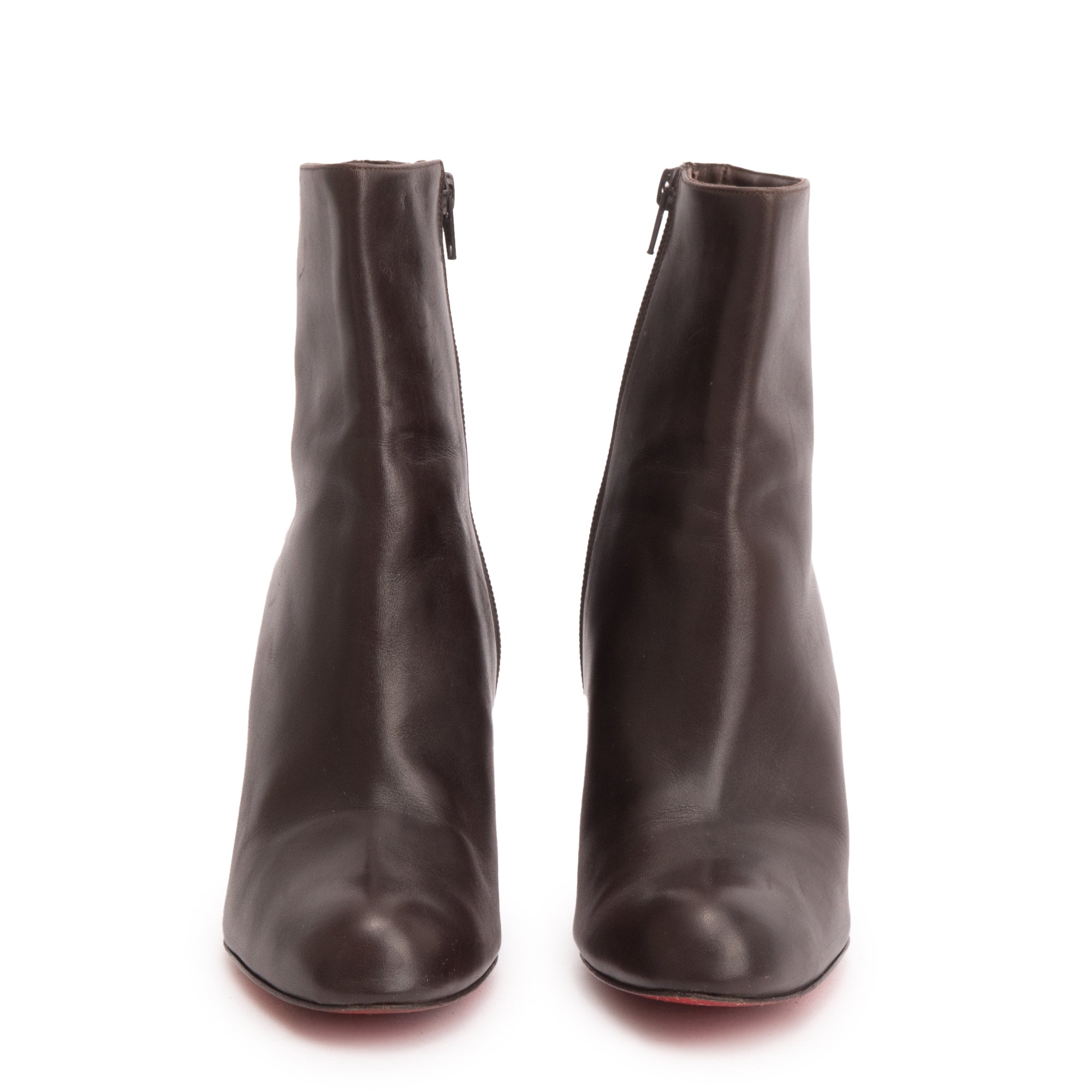 Christian Louboutin Brown Calfskin Leather Adox Ankle Boots, Size 39.5
