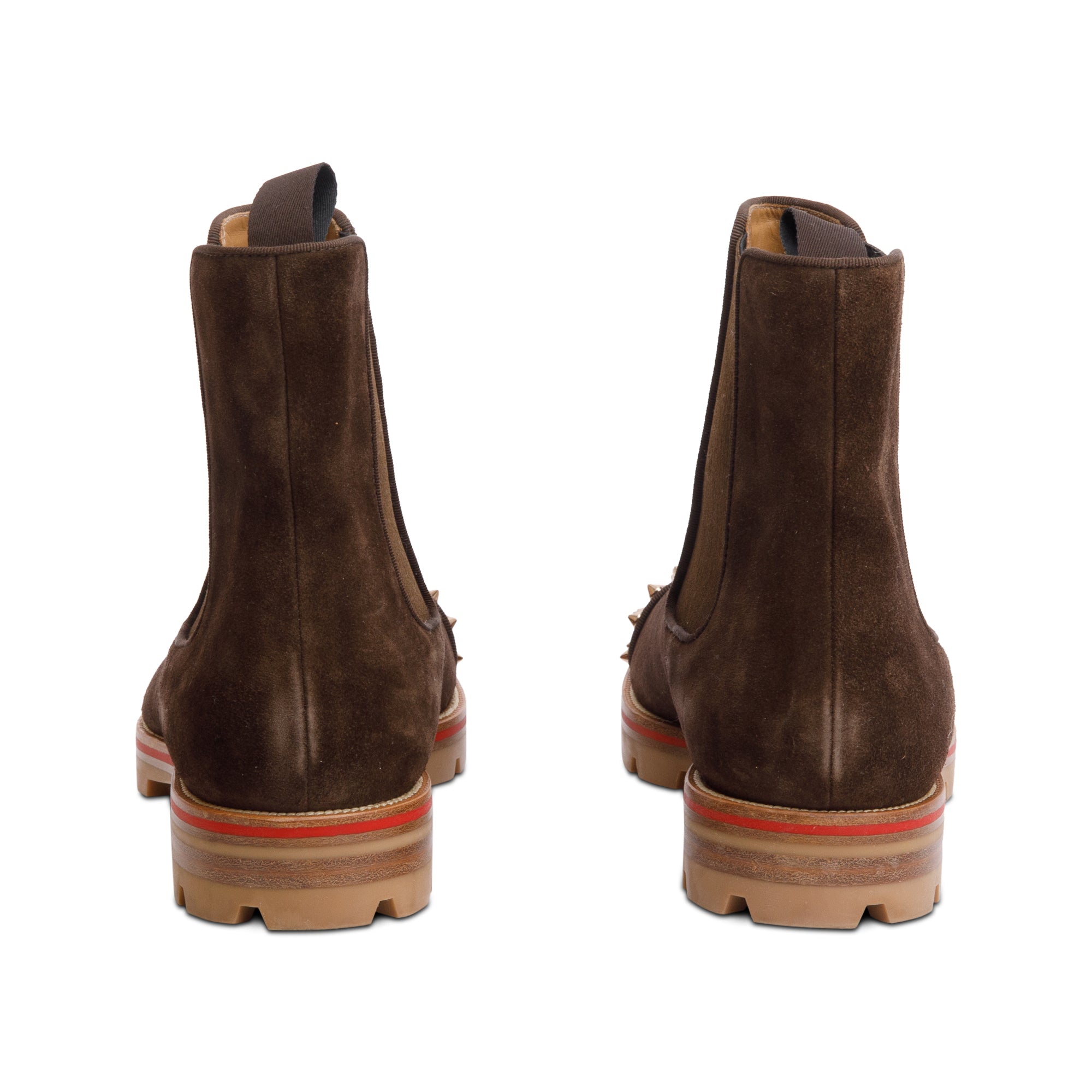 Christian Louboutin Brown Suede Melon Spikes Chelsea Boots, Size 43.5 w/ Box