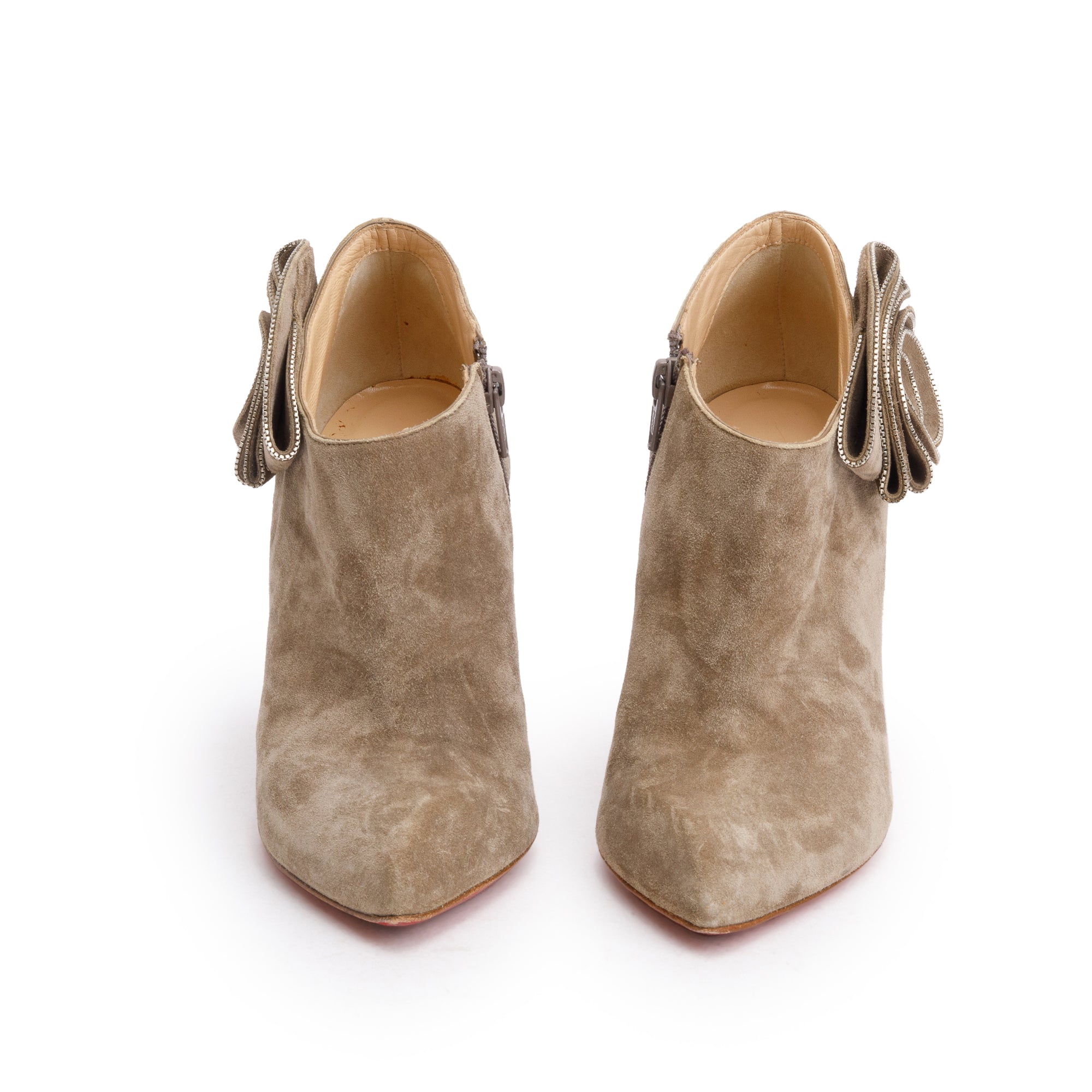 Christian Louboutin Brown Suede Mrs Baba Floral Print Boots, Size 36