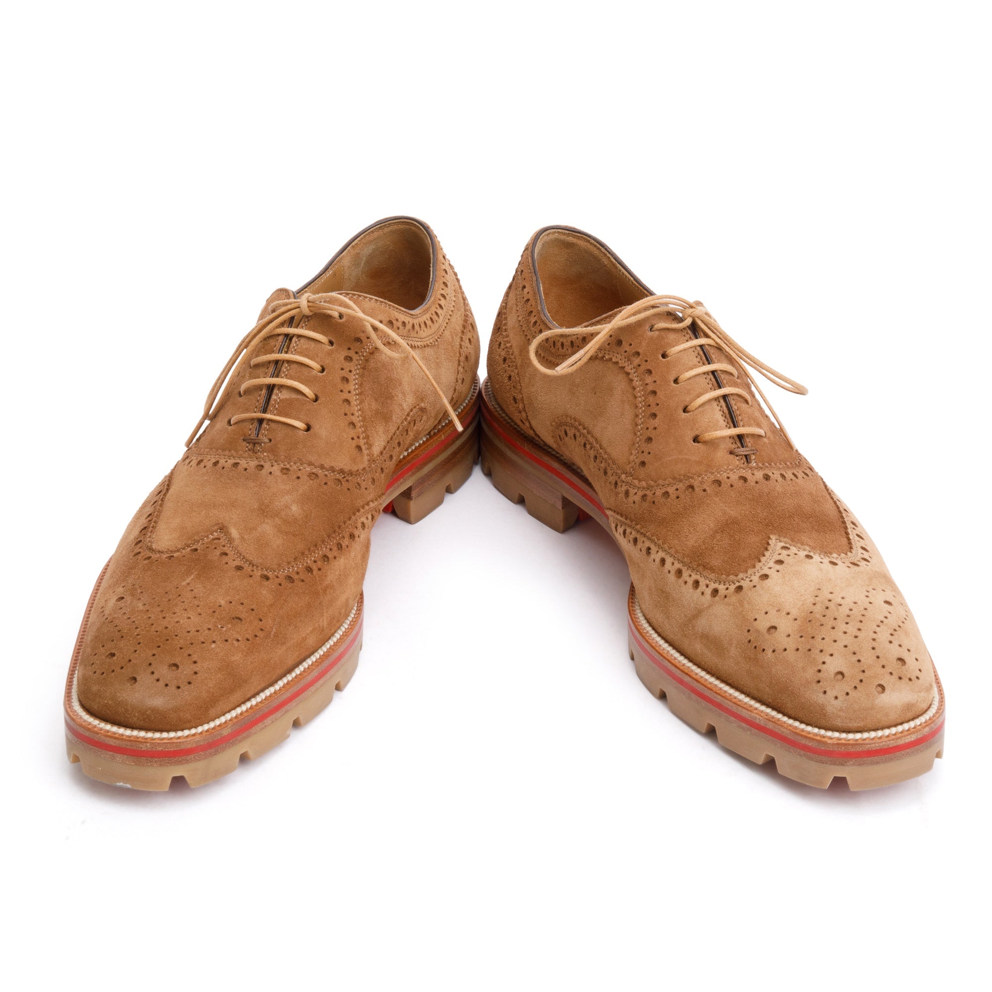 Christian Louboutin Brown Veau Velours Mens Charlie Me Oxfords, Size 41