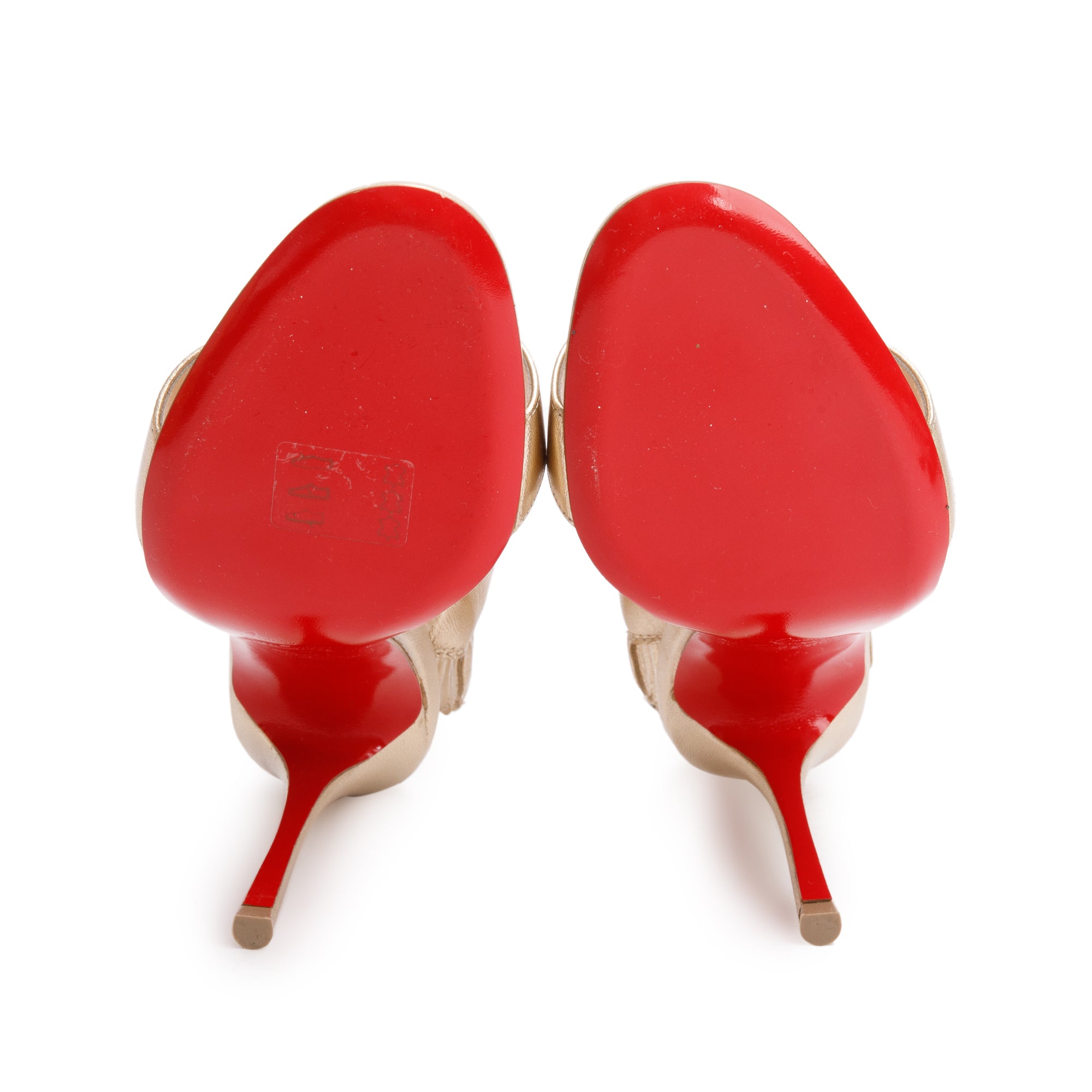 Christian Louboutin Metallic Gold Nappa Leather Samotresse 100 Sandals, Size 39 w/ Box