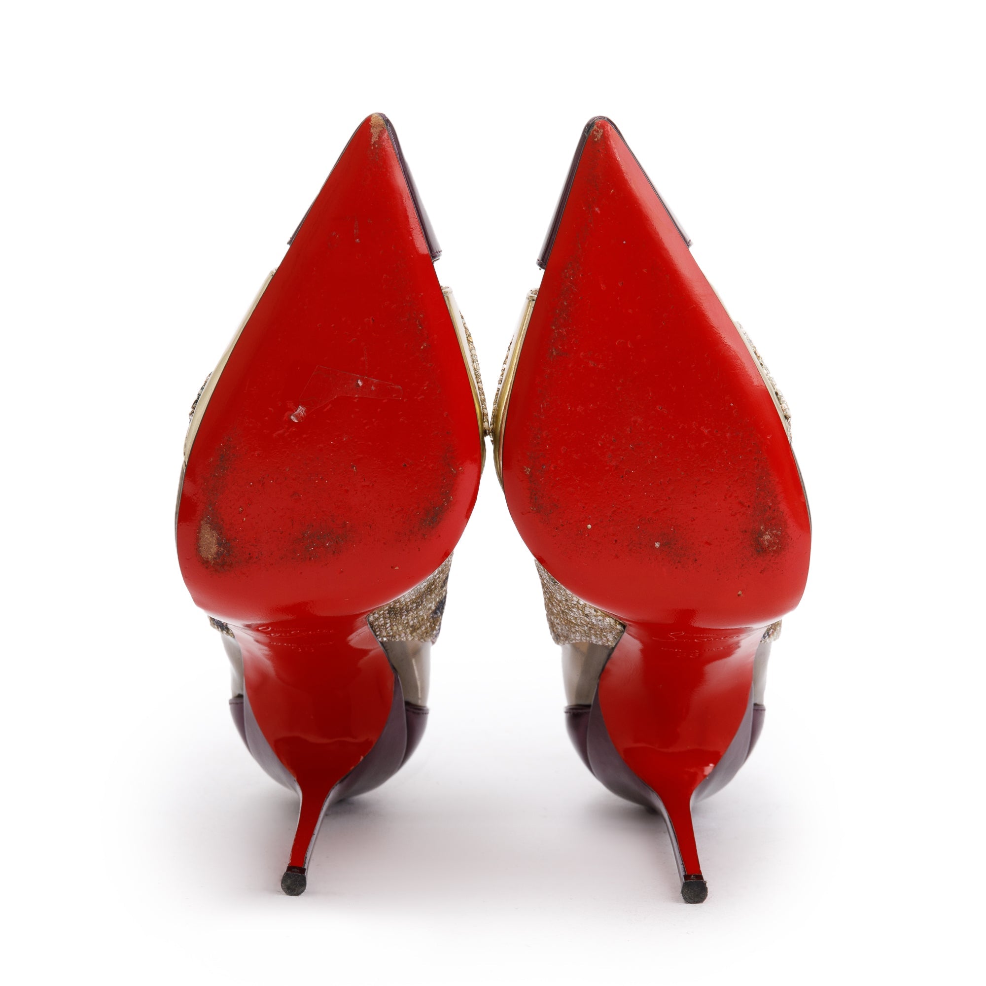 Christian Louboutin Multicolor PVC, Glitter & Leather Galata 100 Cut-Out Pumps, Size 38 w/ Box