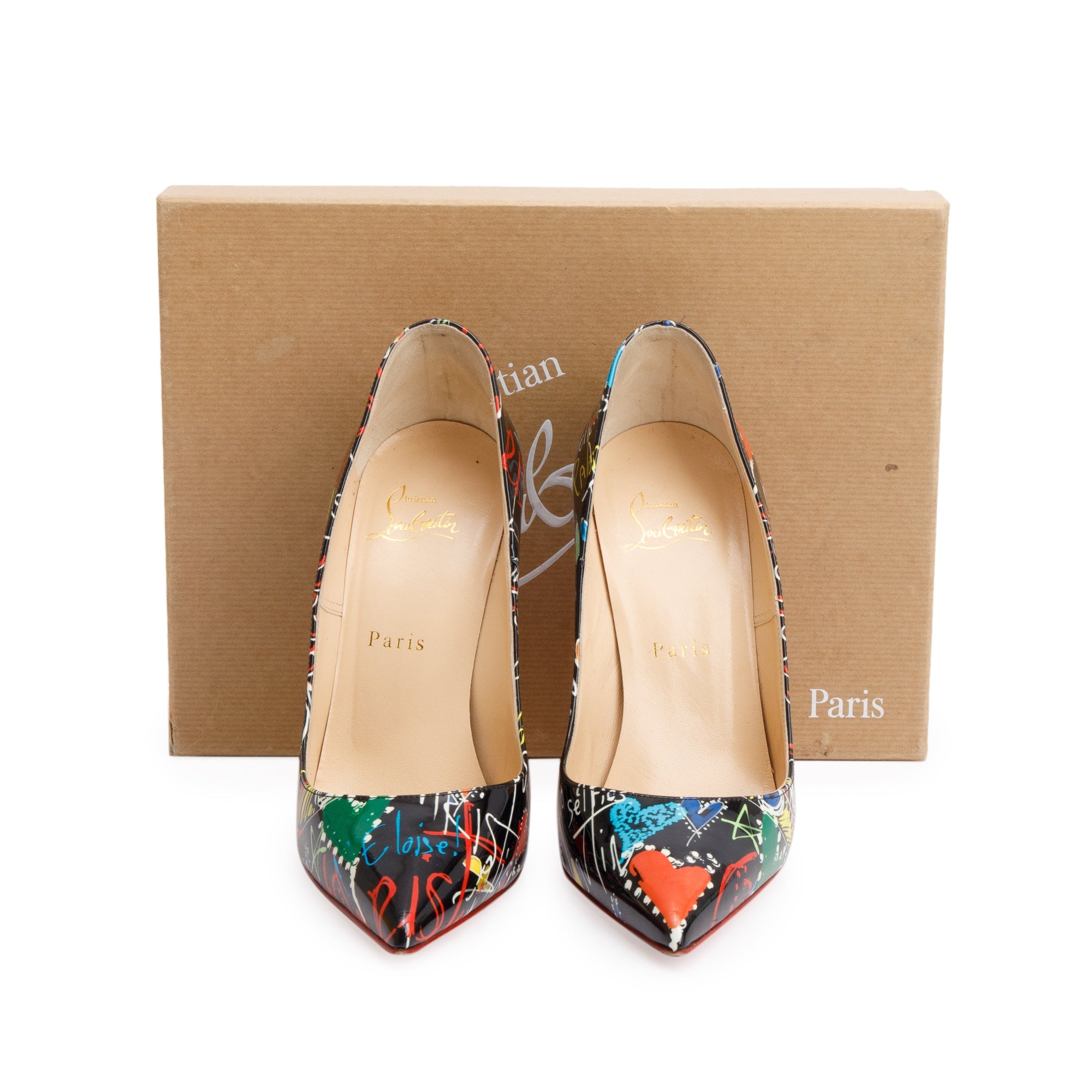 Christian Louboutin Multicolor Printed Patent Leather So Kate 120 Pumps, Size 38 w/ Box