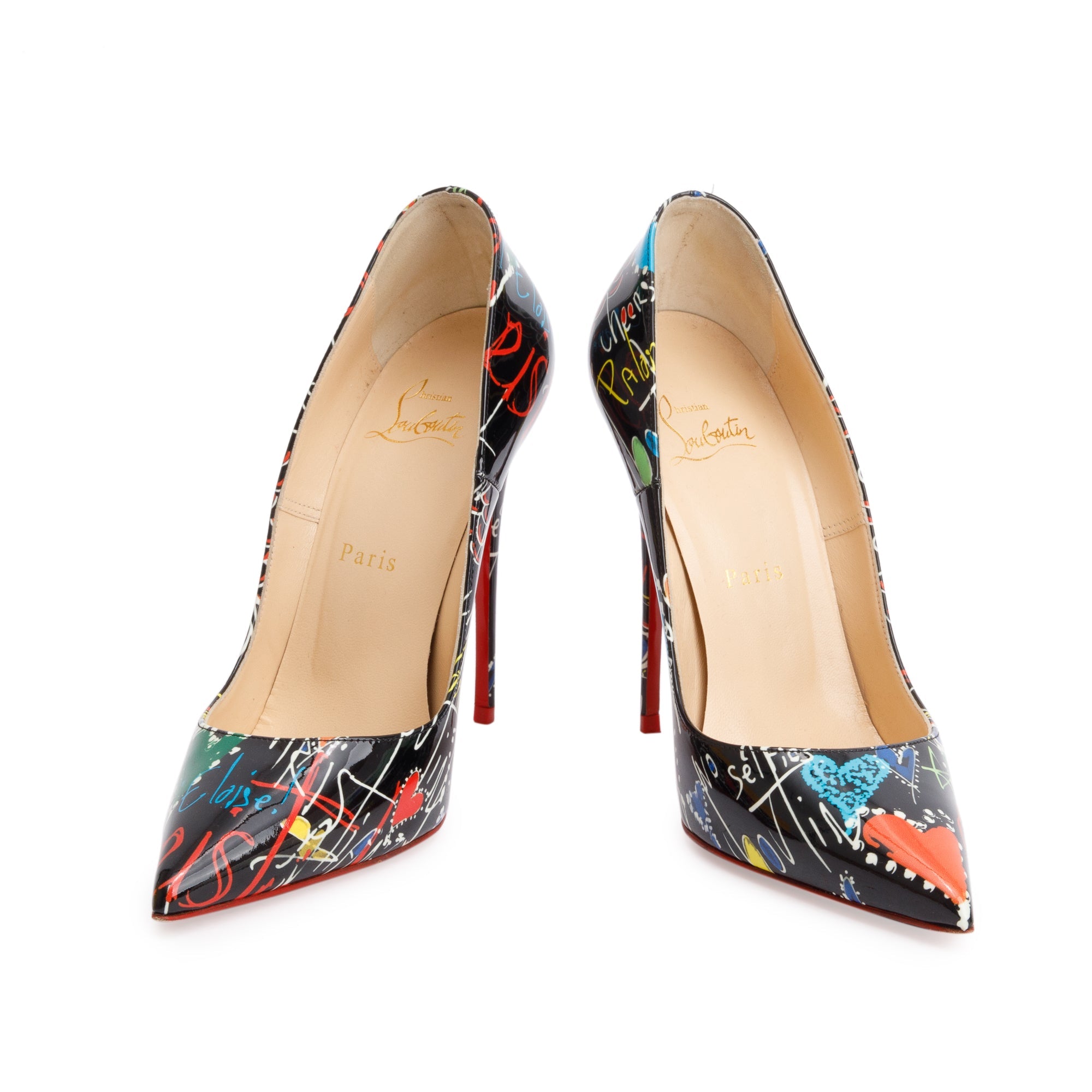 Christian Louboutin Multicolor Printed Patent Leather So Kate 120 Pumps, Size 38 w/ Box