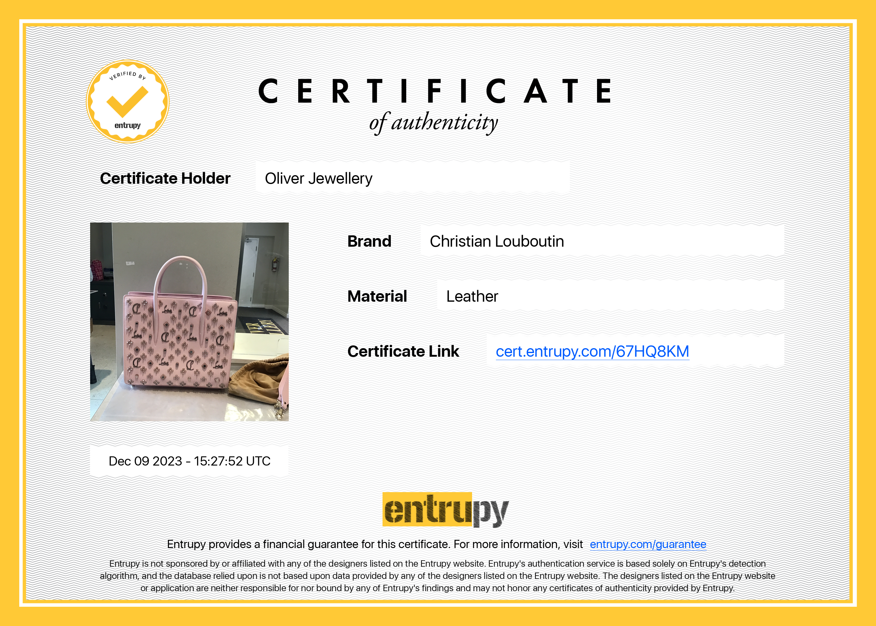 Christian Louboutin Pink Calf Leather Medium Paloma Loubinthesky Spikes Tote Bag w/ Strap