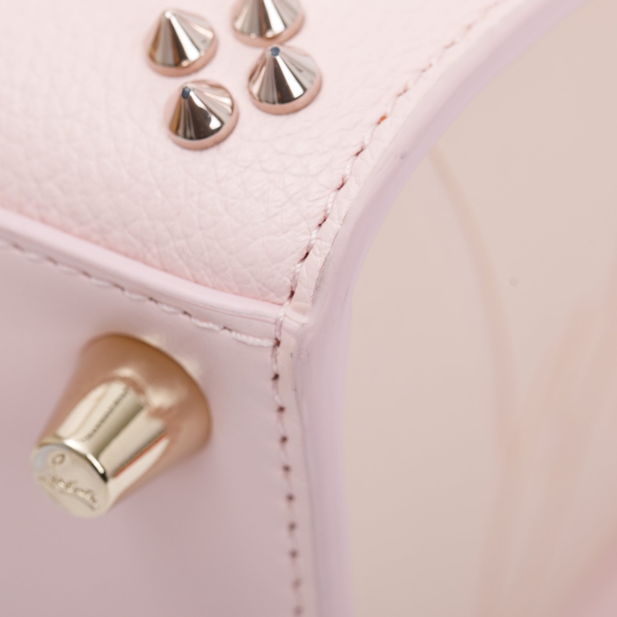 Christian Louboutin Pink Calf Leather Medium Paloma Loubinthesky Spikes Tote Bag w/ Strap