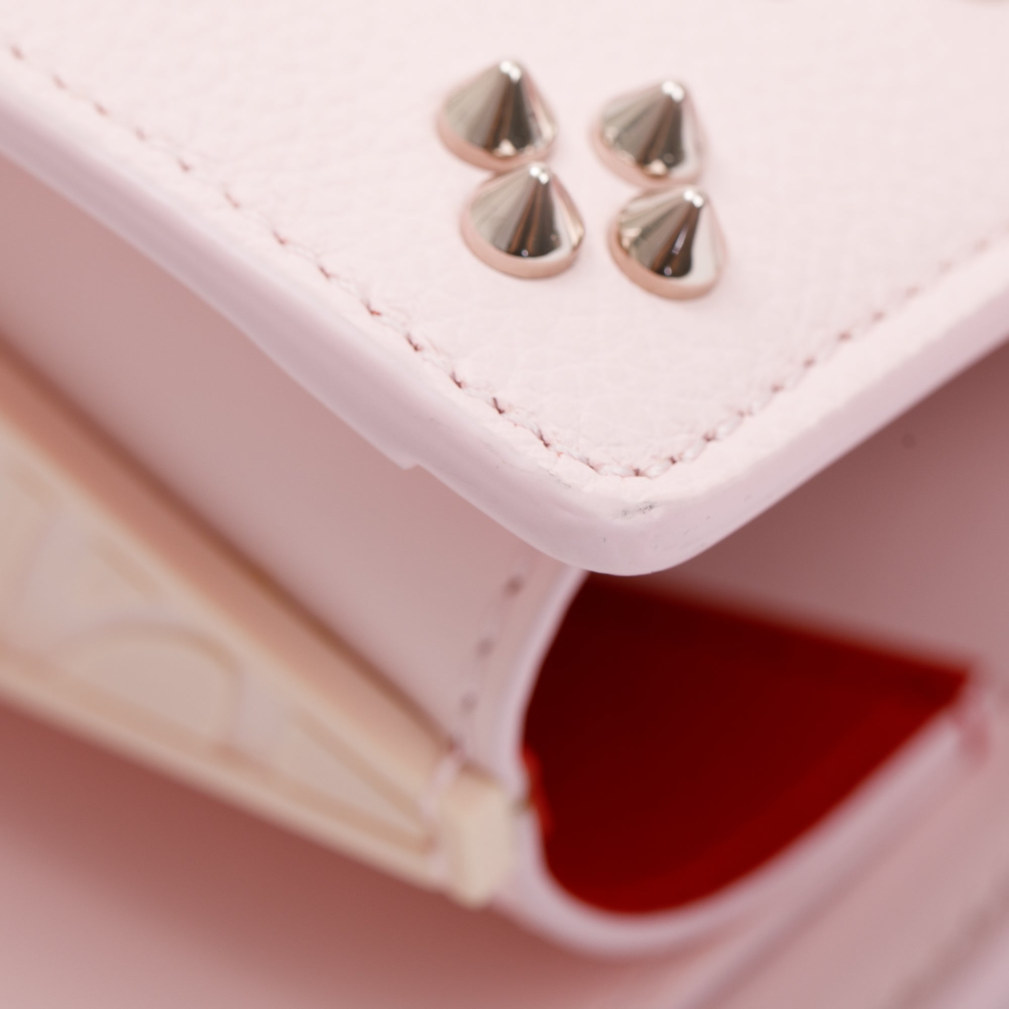 Christian Louboutin Pink Calf Leather Medium Paloma Loubinthesky Spikes Tote Bag w/ Strap