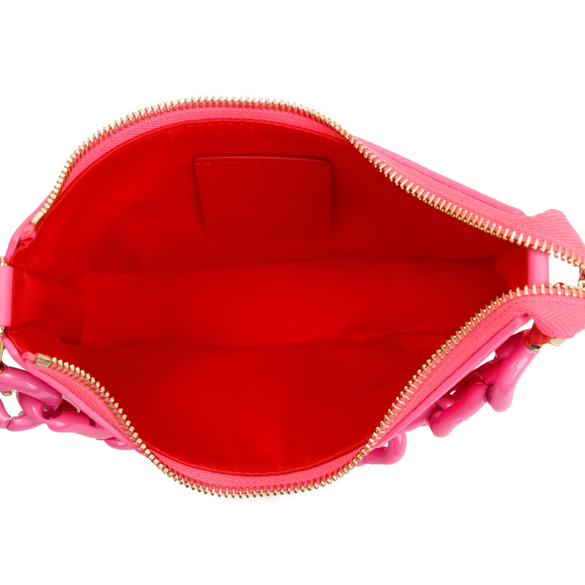 Christian Louboutin Pink Calf Leather & Rubber Mini Loubila Shoulder Bag w/ Strap, Box & Receipt