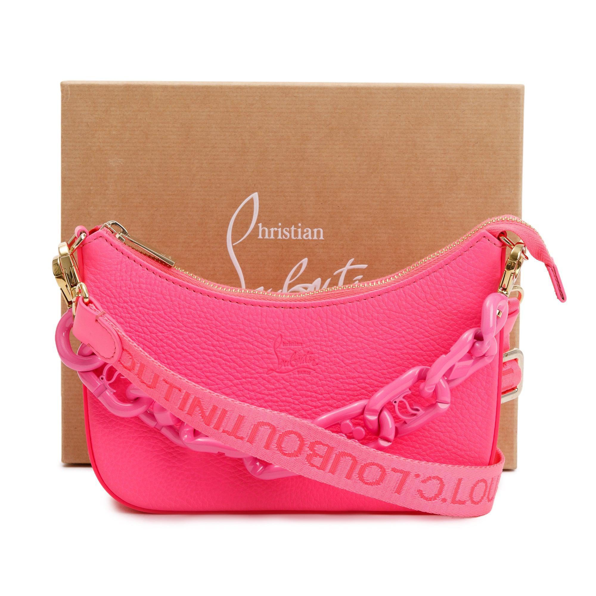 Christian Louboutin Pink Calf Leather & Rubber Mini Loubila Shoulder Bag w/ Strap, Box & Receipt