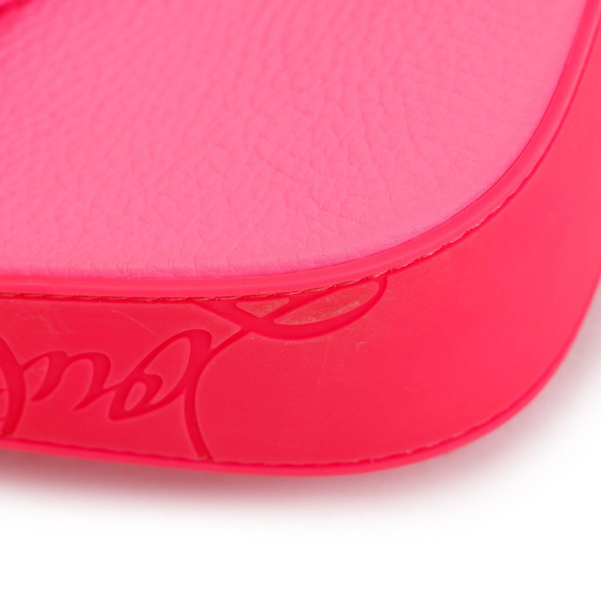 Christian Louboutin Pink Calf Leather & Rubber Mini Loubila Shoulder Bag w/ Strap, Box & Receipt