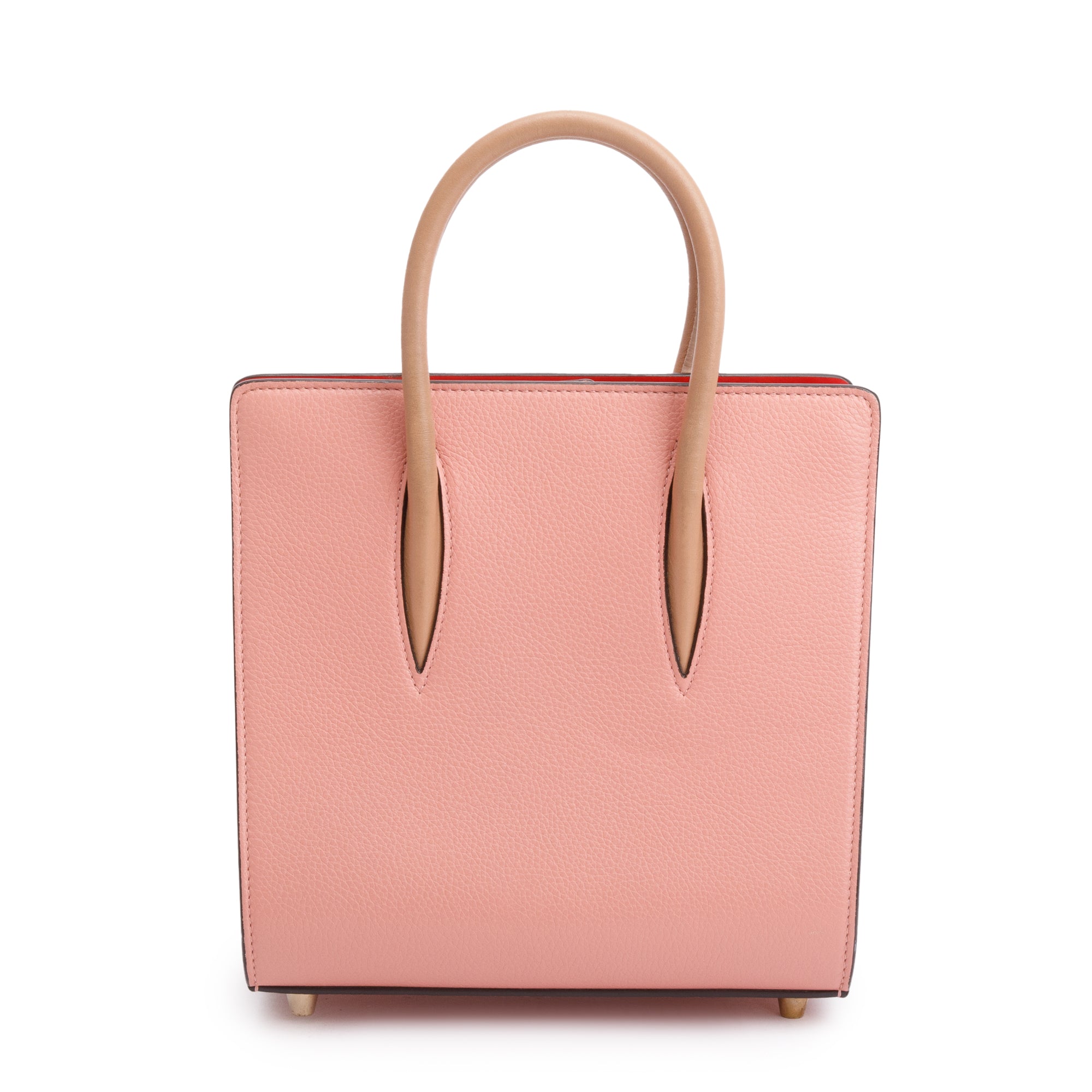 Christian Louboutin Pink Calf Leather Spike Small Paloma Tote Bag w/ Strap