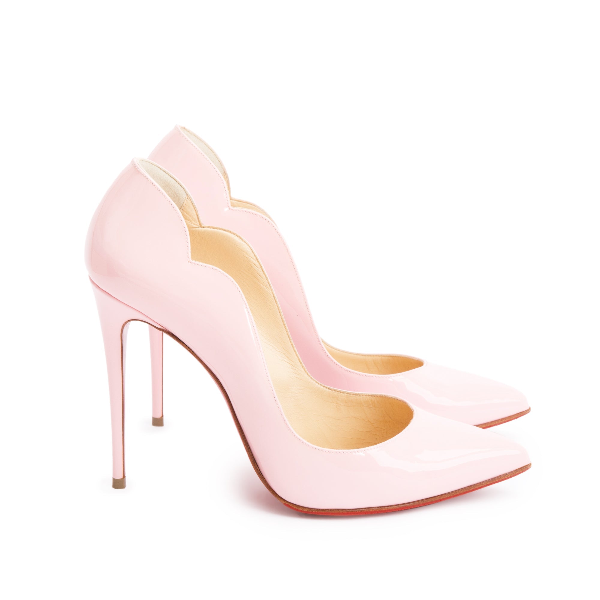Christian Louboutin Pink Patent Leather Hot Chick 100 Pumps, Size 38.5