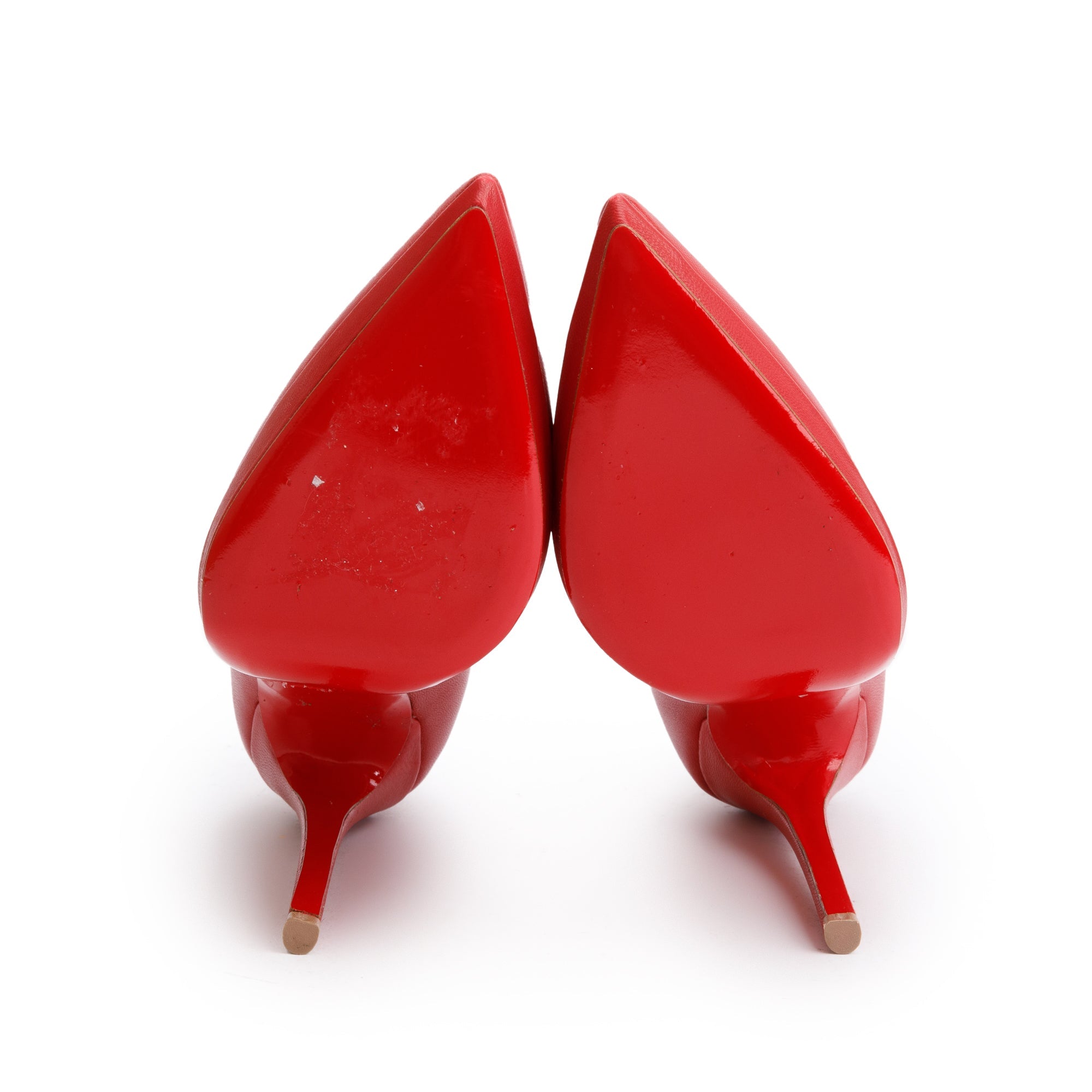 Christian Louboutin Red Lambskin Leather Pigalle 100 Pumps, Size 37 w/ Box