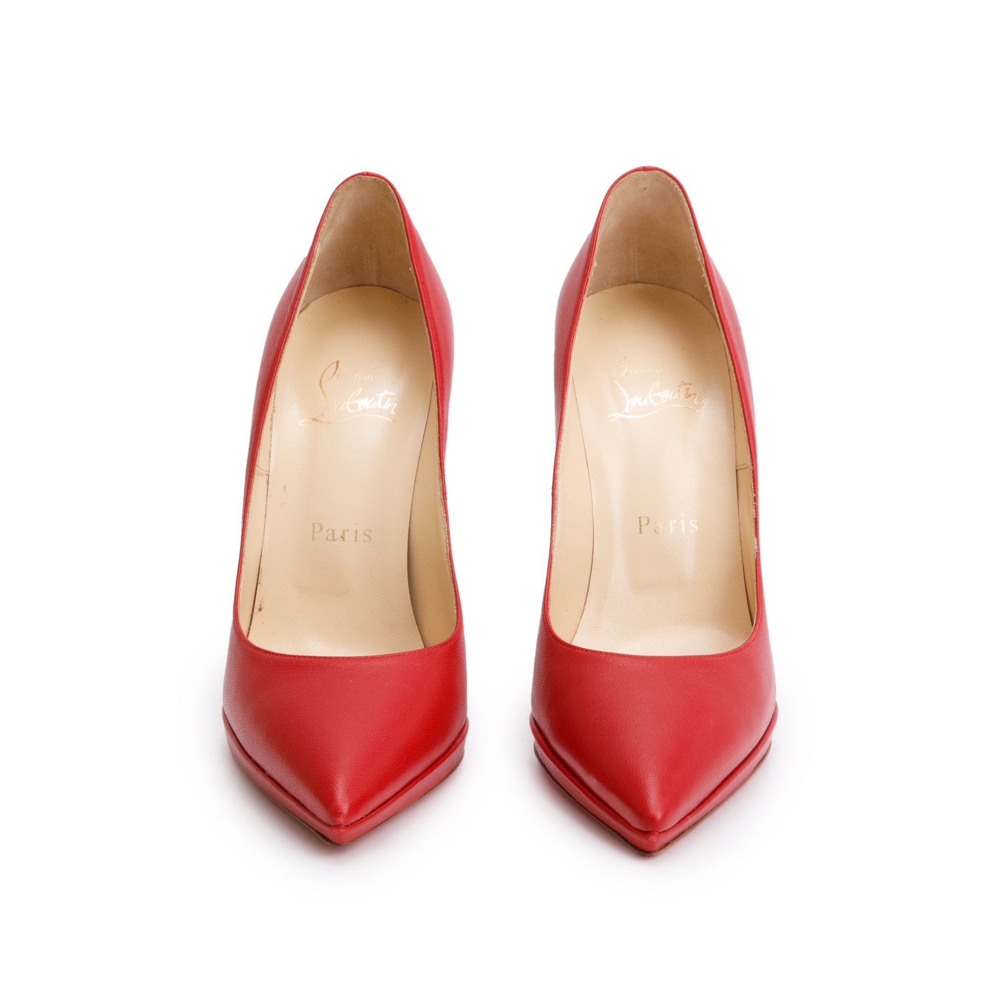 Christian Louboutin Red Lambskin Leather Pigalle 100 Pumps, Size 37 w/ Box