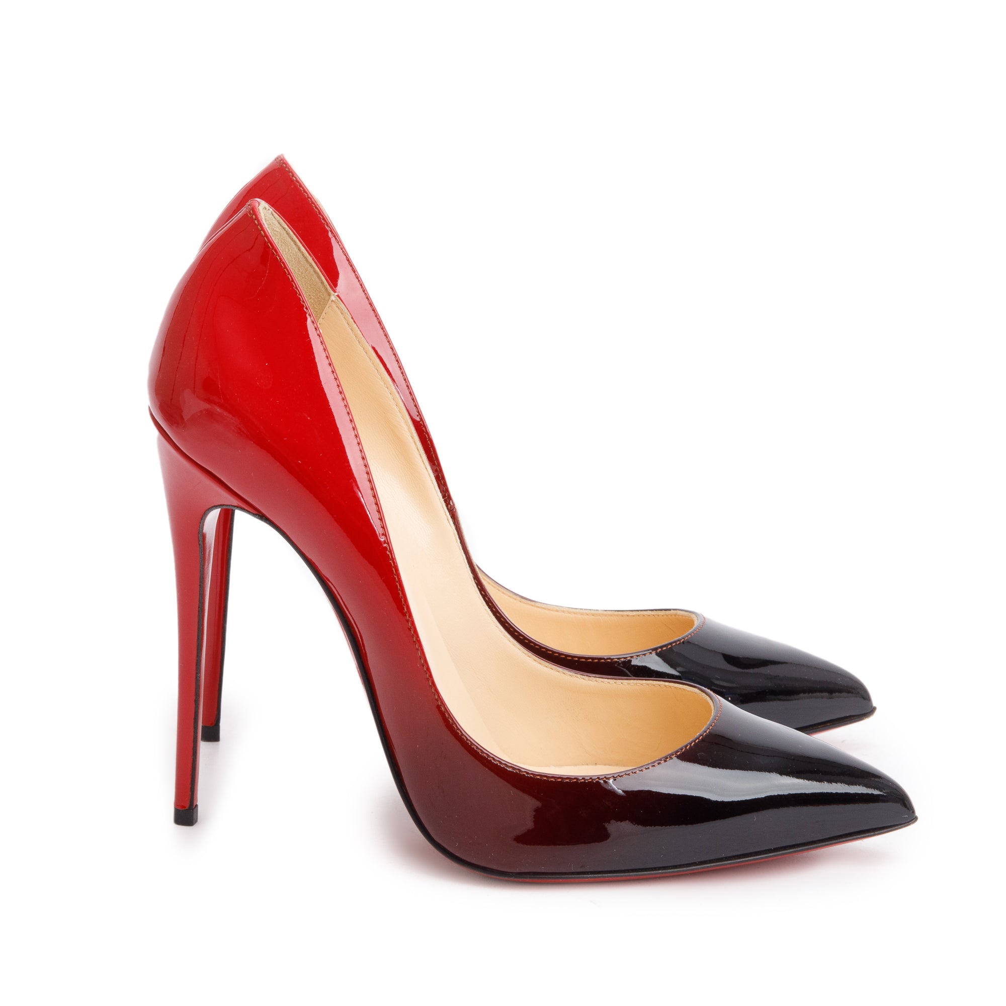 Christian Louboutin Red Ombre Patent Leather So Kate 120 Pumps, Size 38.5