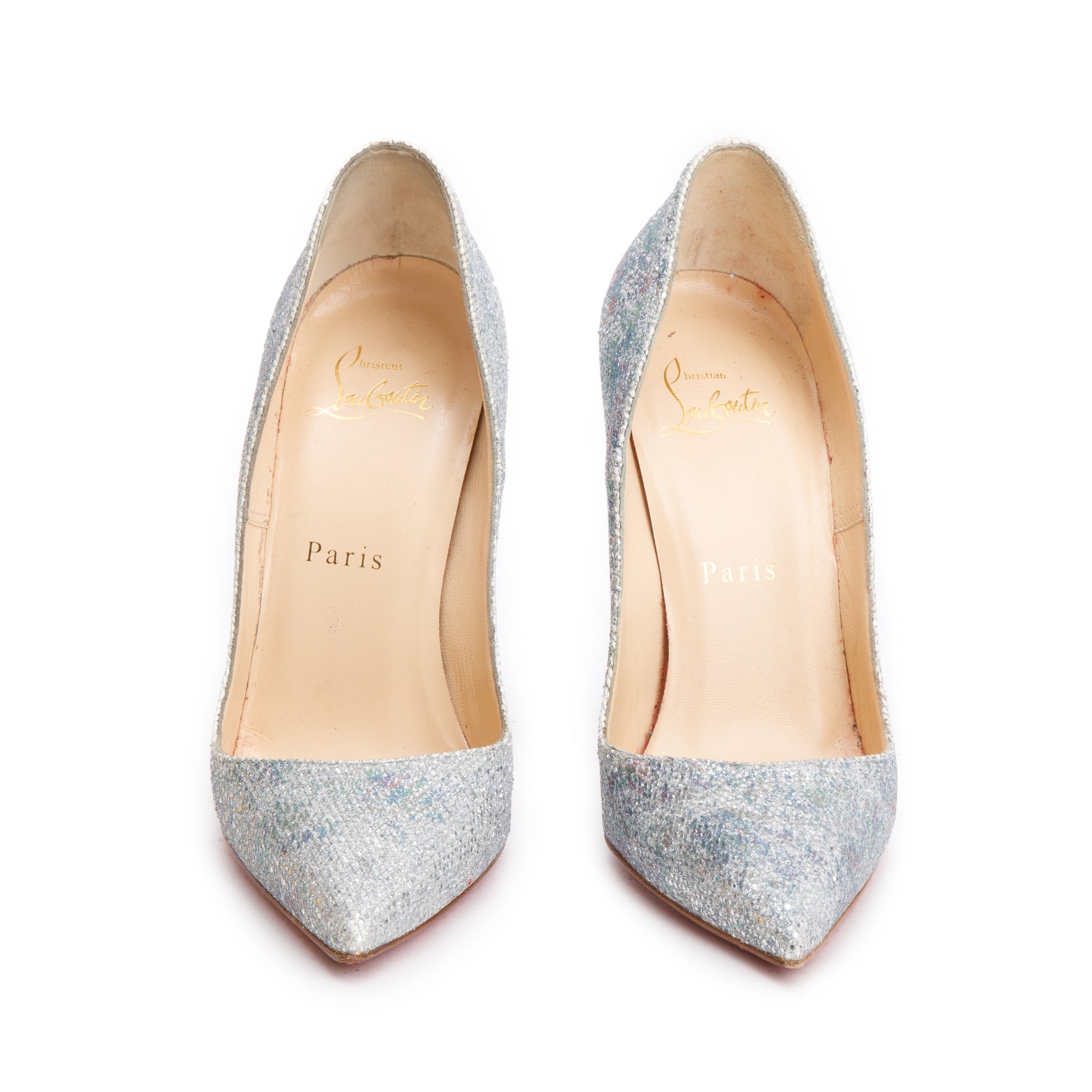 Christian Louboutin Silver Glitter Solaria So Kate 120 Pumps, Size 36 w/ Box