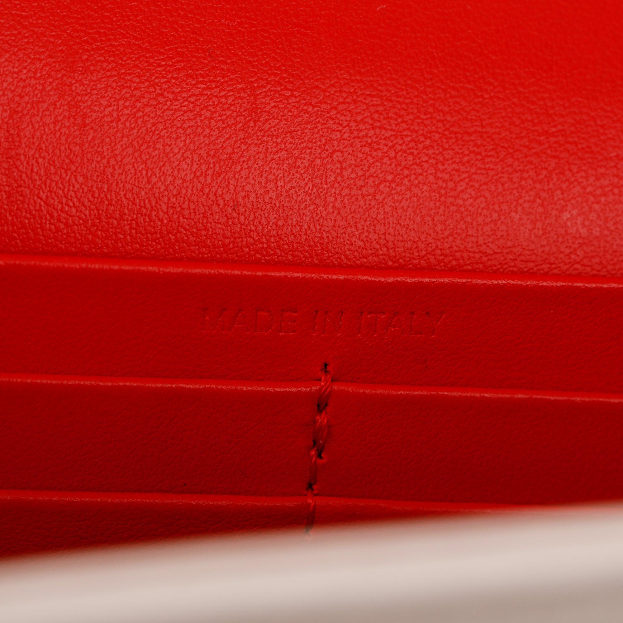 Christian Louboutin White Leather Studded Carasky Clutch