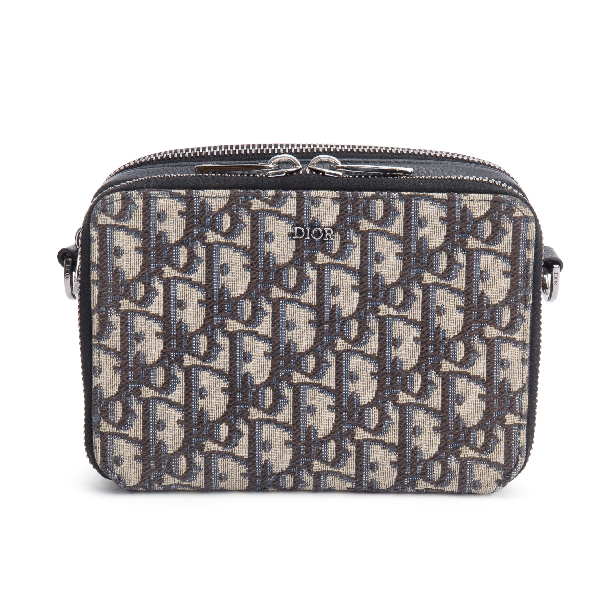 Christion Dior 2023 Oblique Jacquard Zipped Pouch Crossbody w/ Box, Receipt & Strap