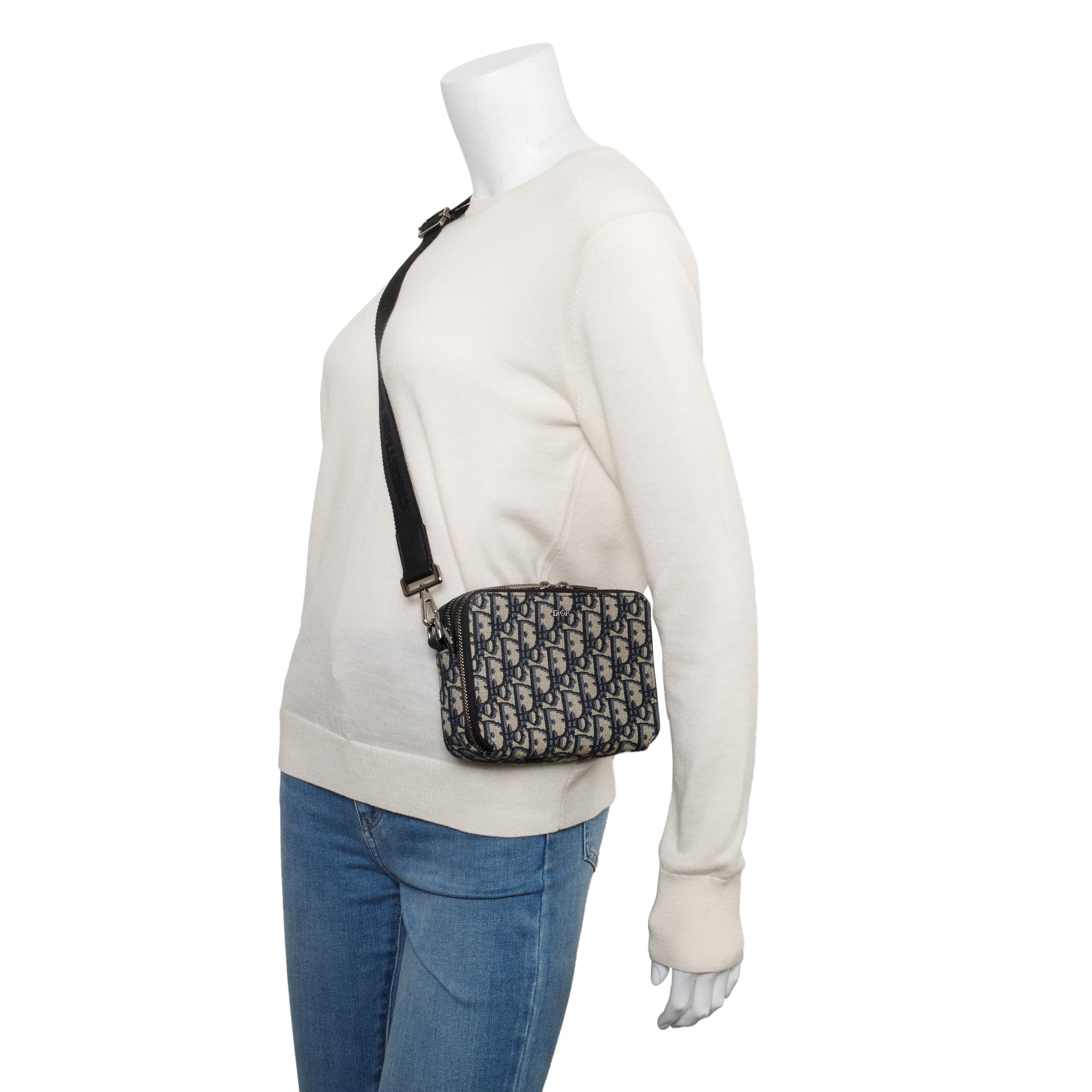 Christion Dior 2024 Oblique Jacquard Zipped Pouch w/ Receipt & Strap