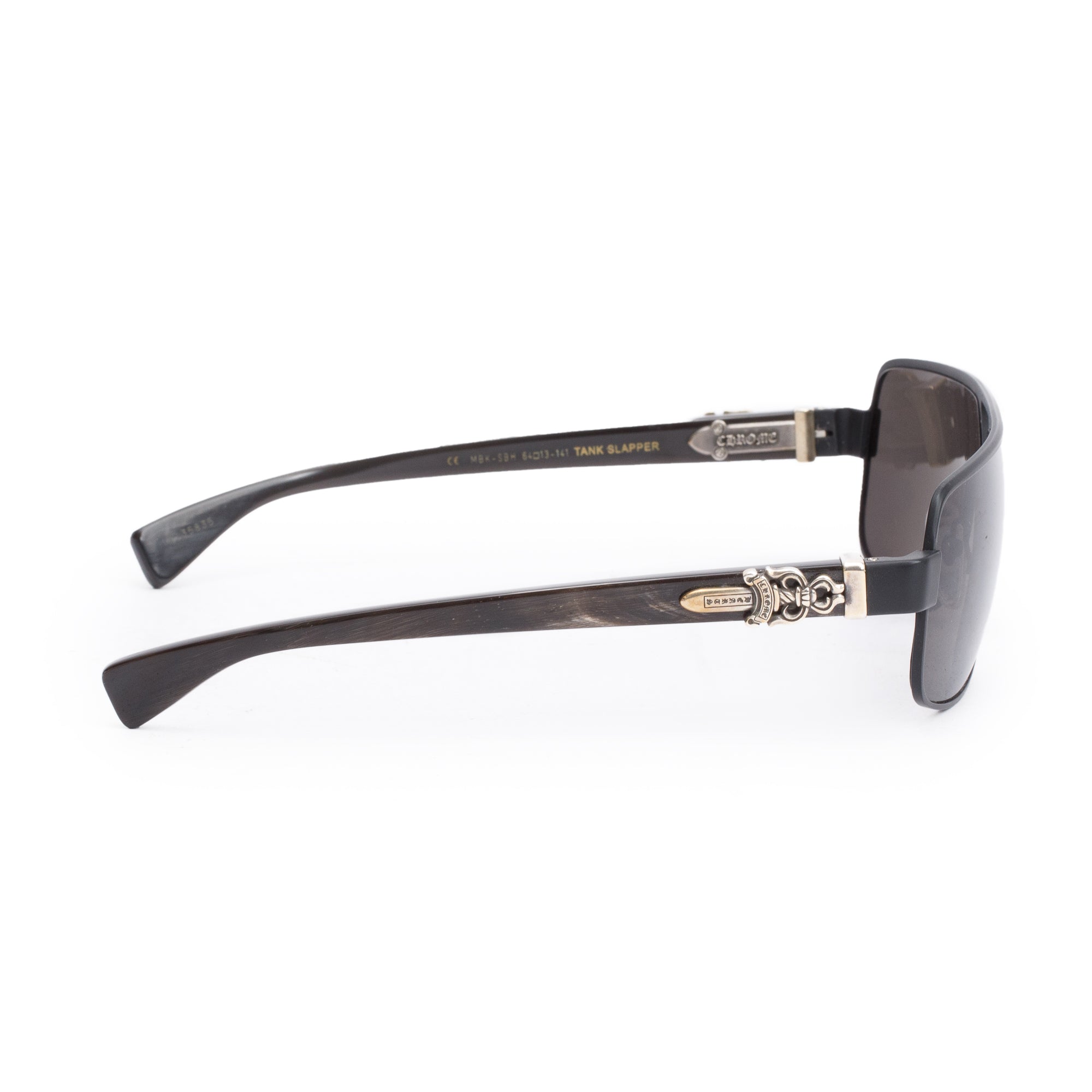 Chrome Hearts Black Metal Frame Tank Slapper Square Aviator Sunglasses w/ Cases