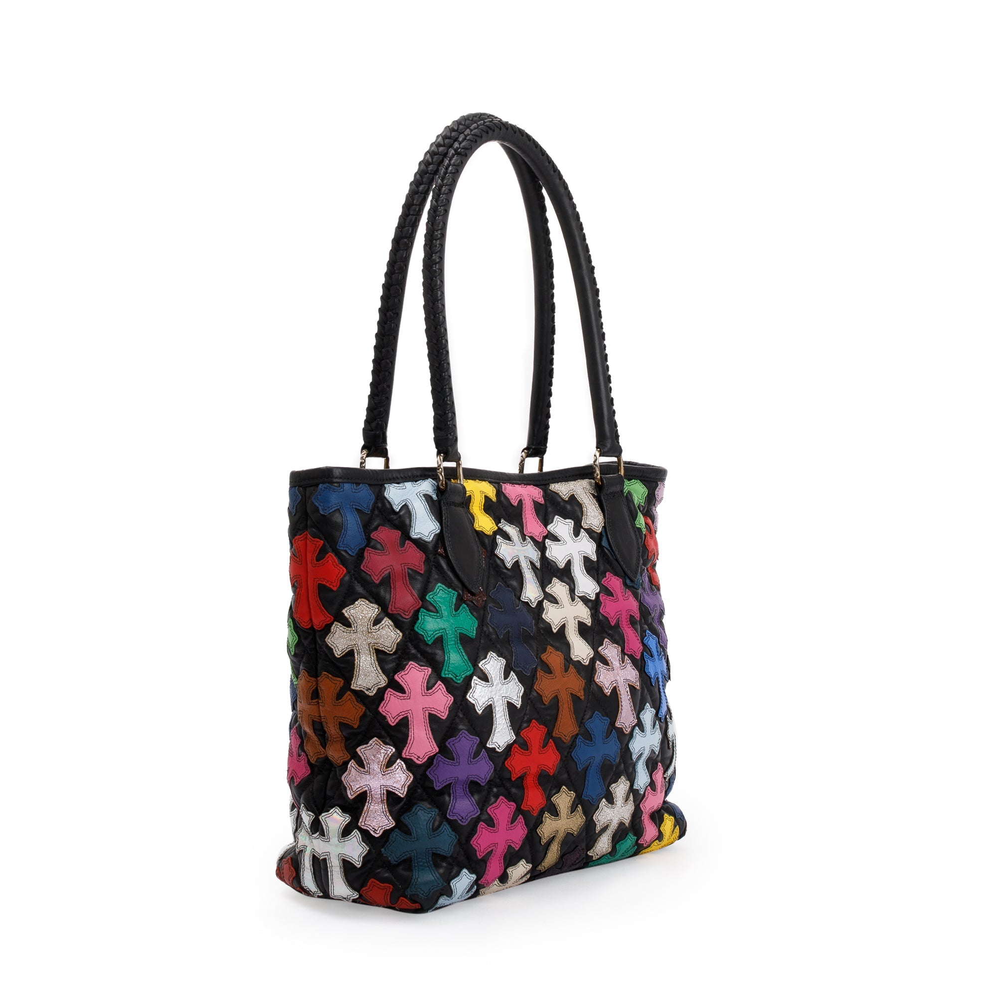 Chrome Hearts Black & Multicolour Leather Cemetery Cross Tote