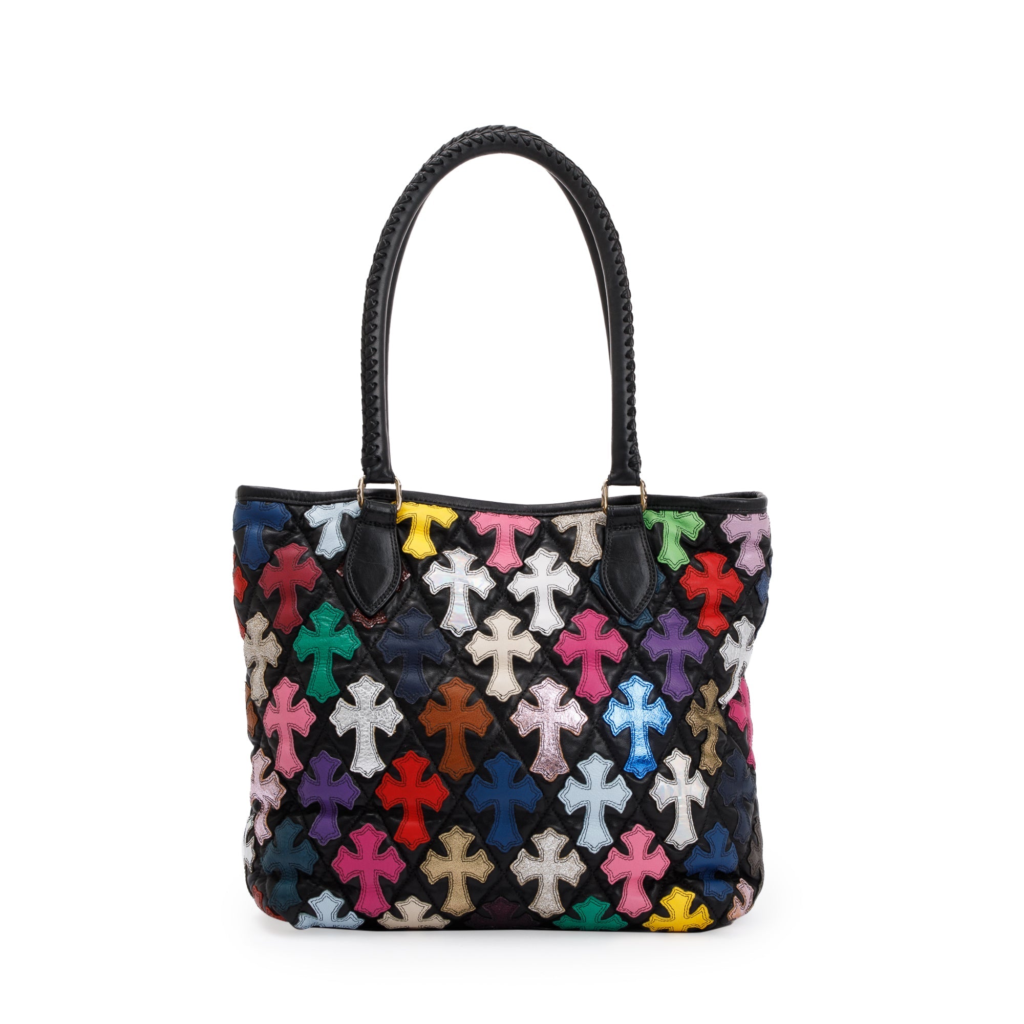 Chrome Hearts Black & Multicolour Leather Cemetery Cross Tote