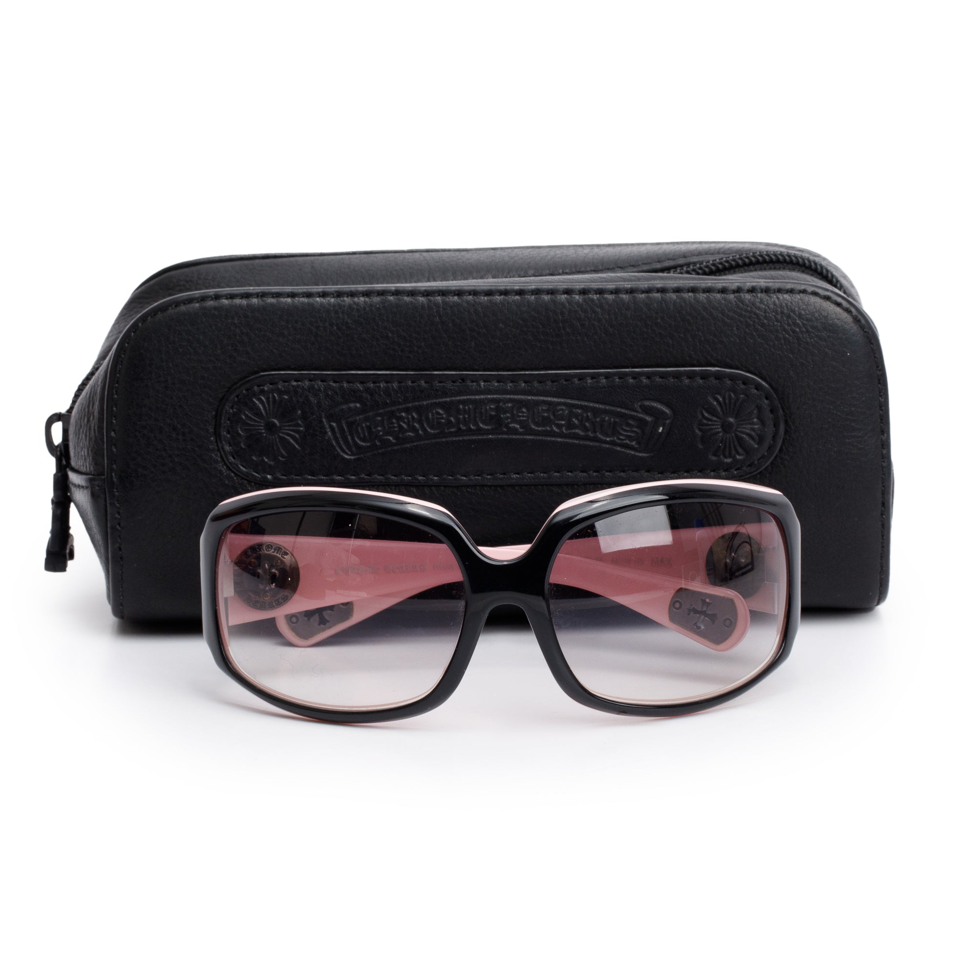 Chrome Hearts Black/Pink Acetate MAX Shield Sunglasses w/ Case