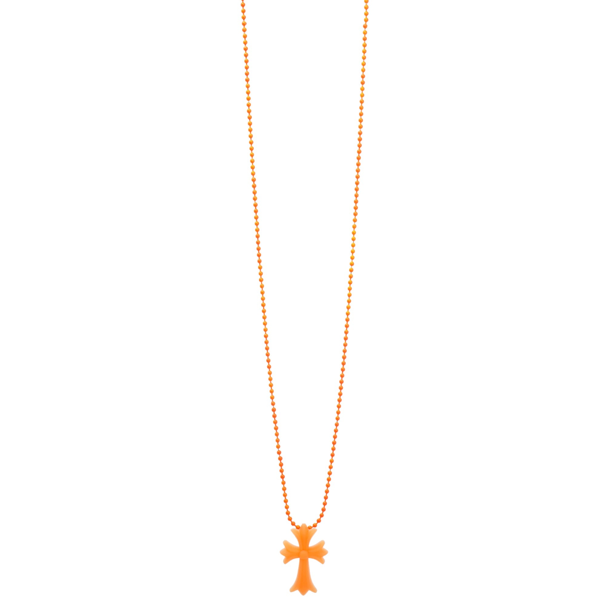 Chrome Hearts Orange Metal & Rubber Silichrome CH Cross Pendant Necklace