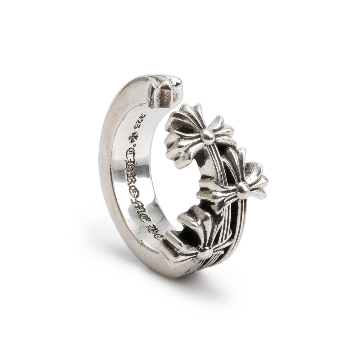 Chrome Hearts Sterling Silver Cemetery Hoop Open Ring, Size 10