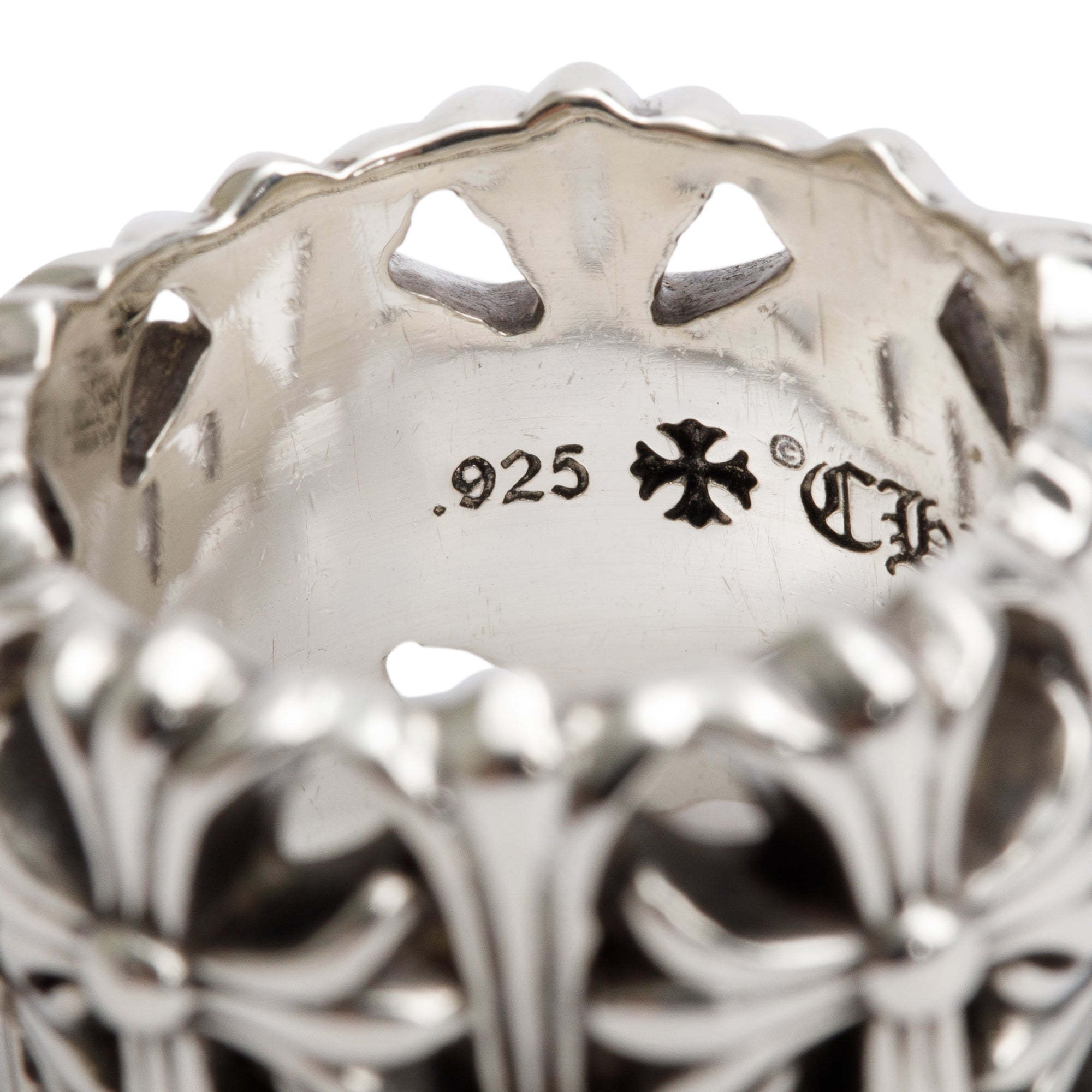 Chrome Hearts Sterling Silver Cemetery Wide 16 MM Band Ring, Size 8