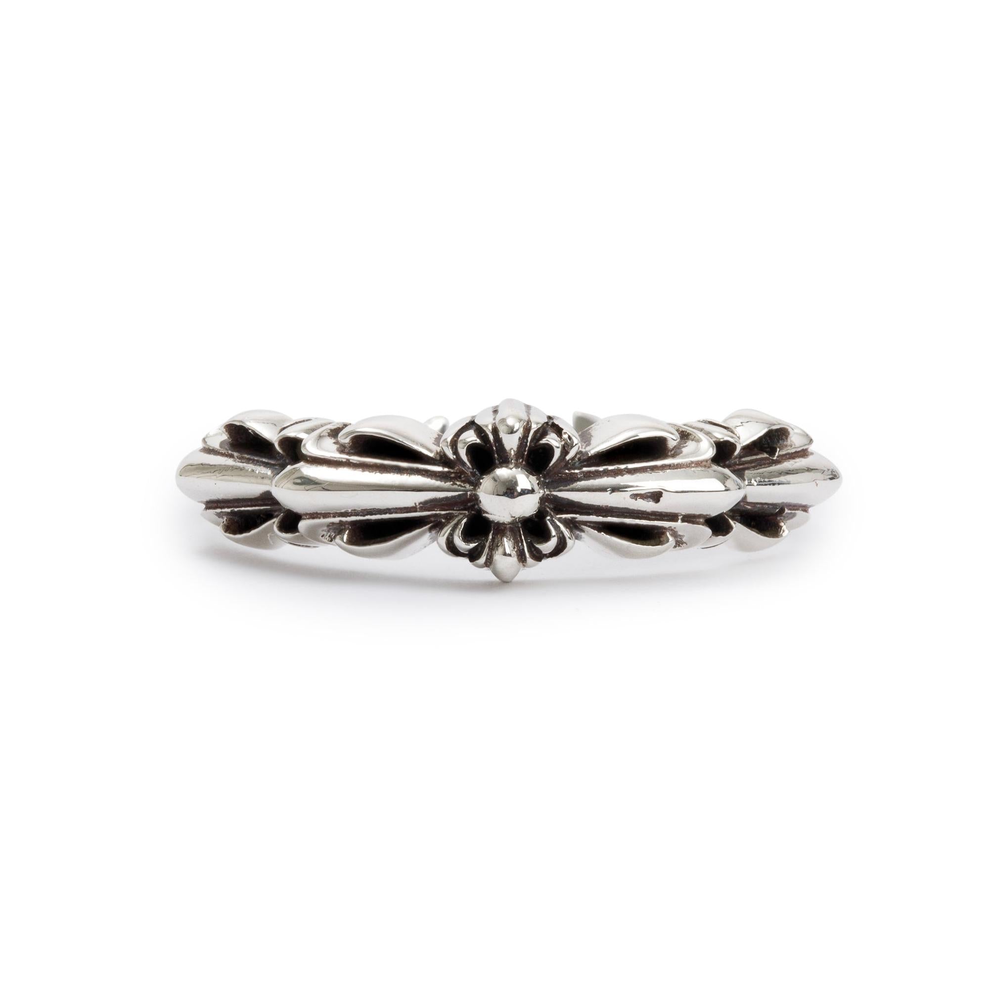 Chrome Hearts Sterling Silver Floral Cross Ring, Size 10