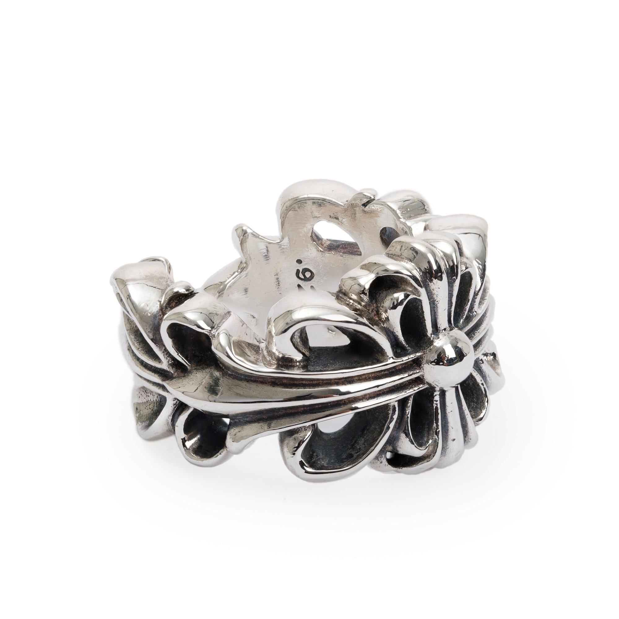 Chrome Hearts Sterling Silver Maltese Cross Open Ring, Size 7.5