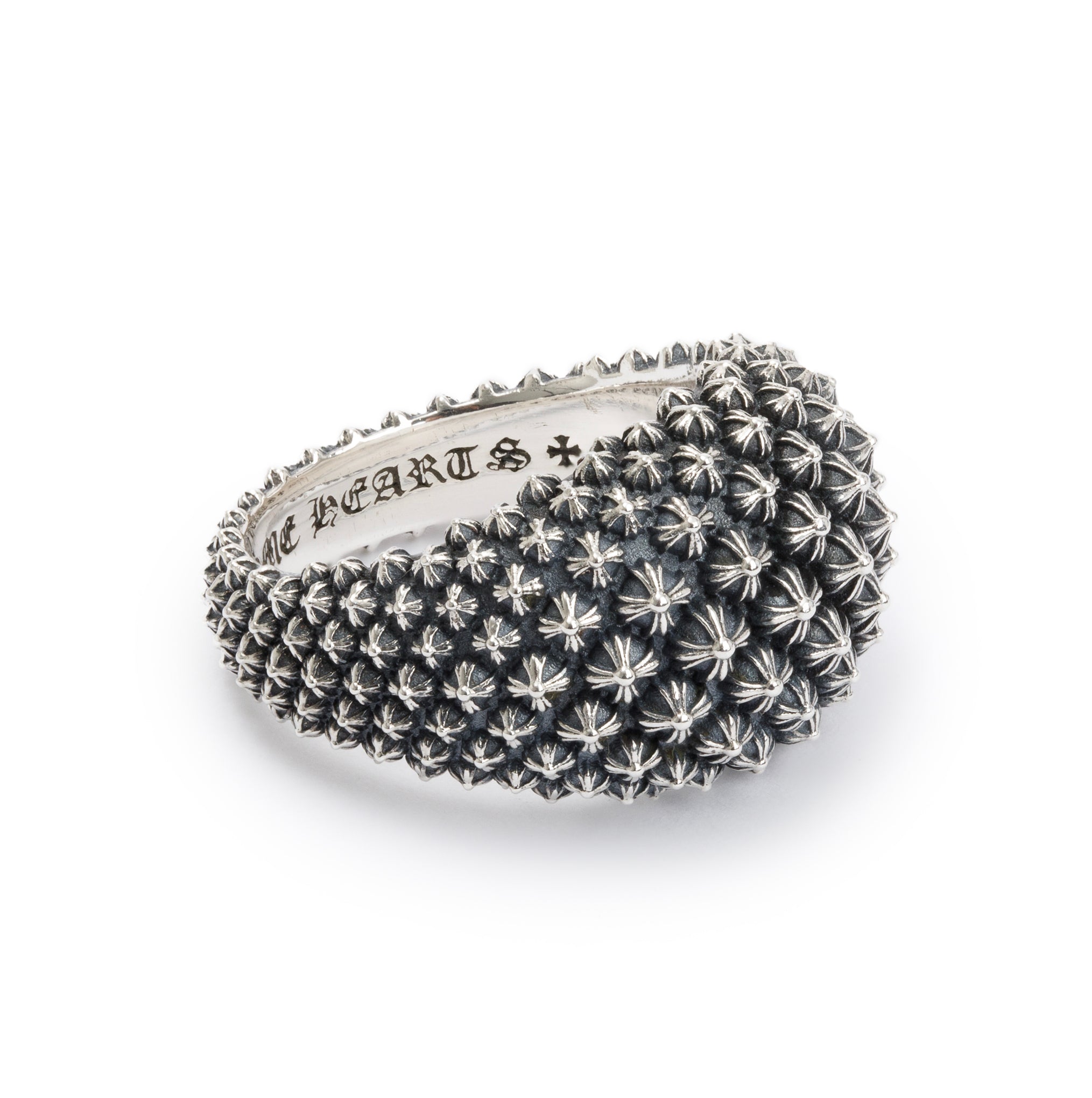 Chrome Hearts Sterling Silver Mini Plus Ball Dome Ring, Size 9.5