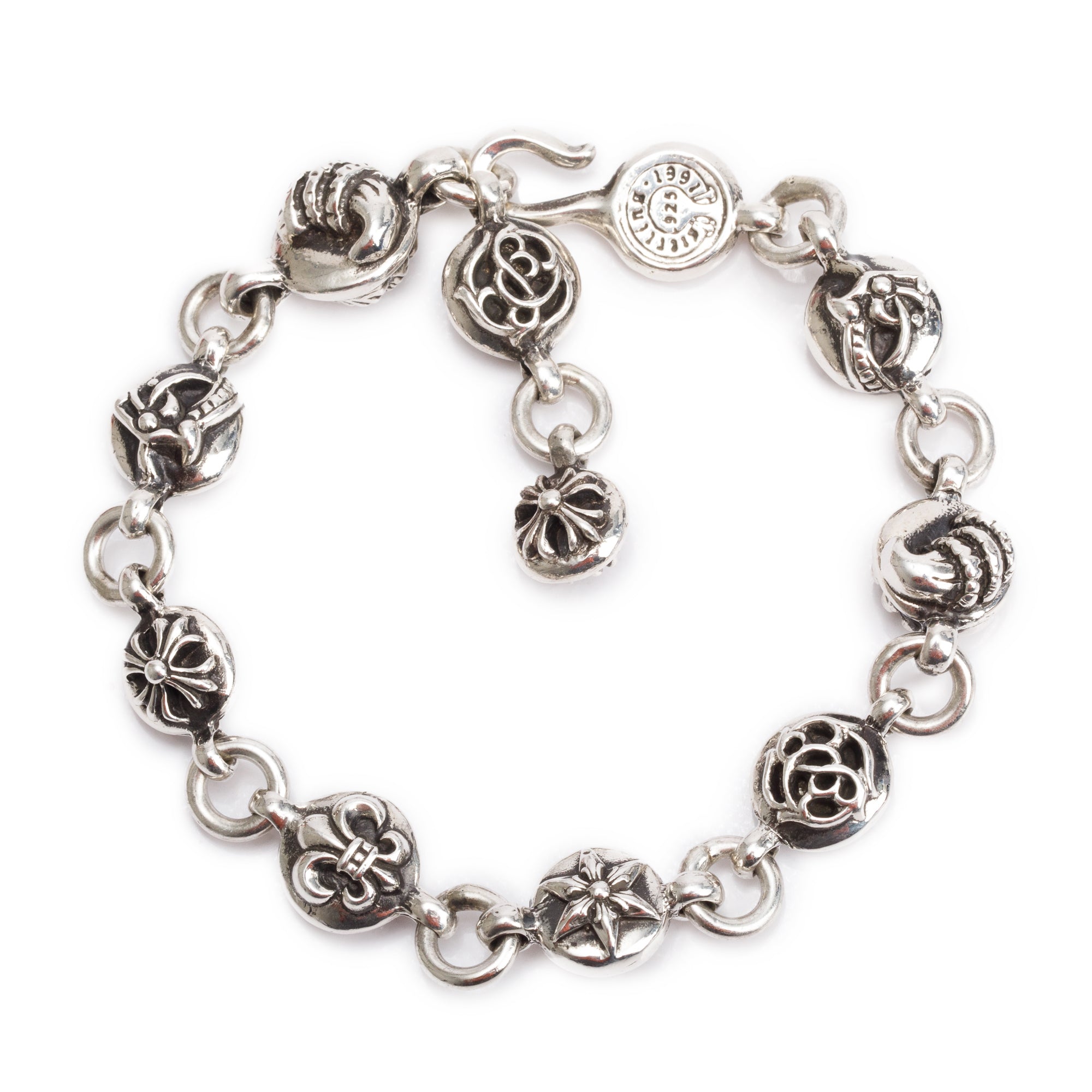 Chrome Hearts Sterling Silver Multi Emblem Ball Bracelet