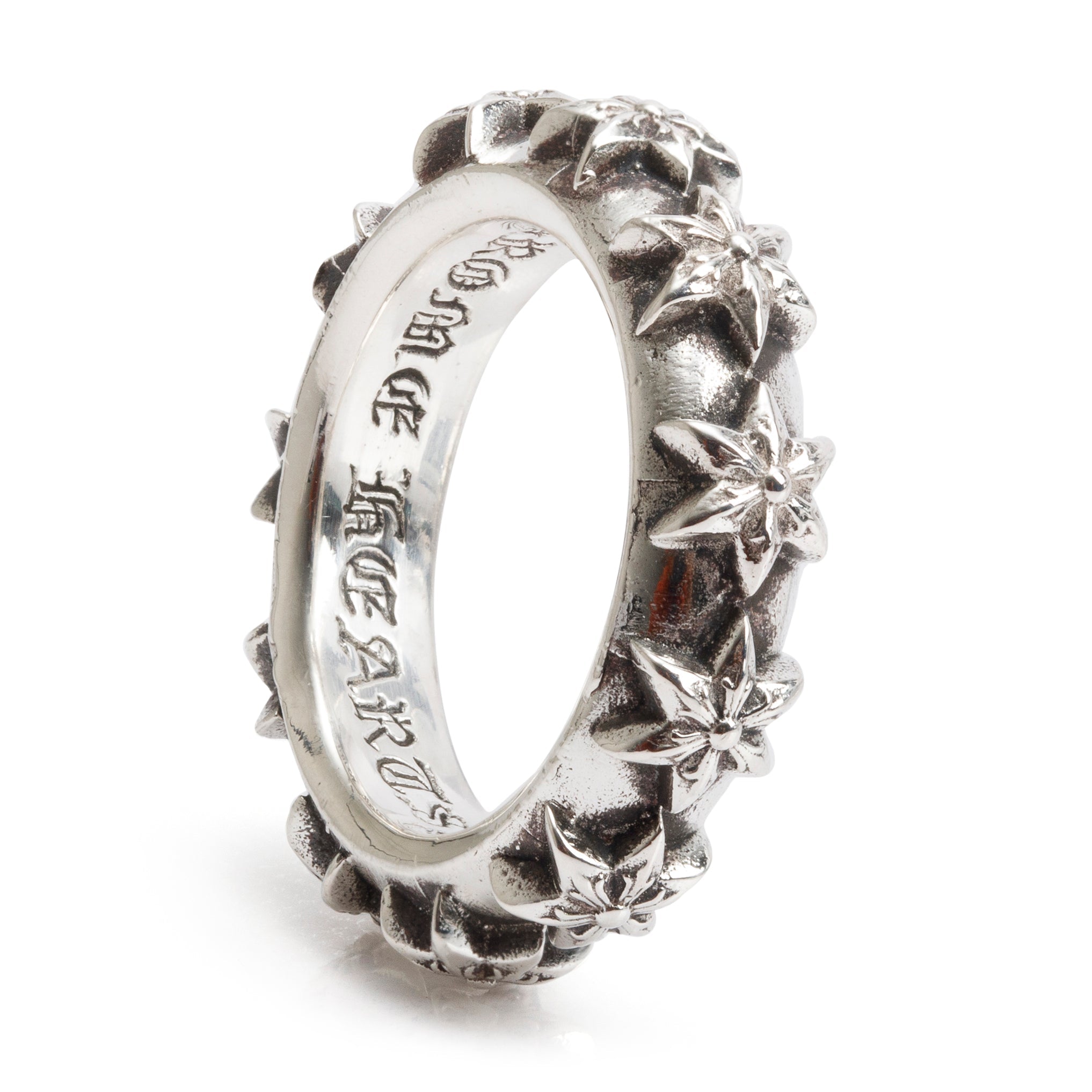 Chrome Hearts Sterling Silver Star Band Ring, Size 7.7