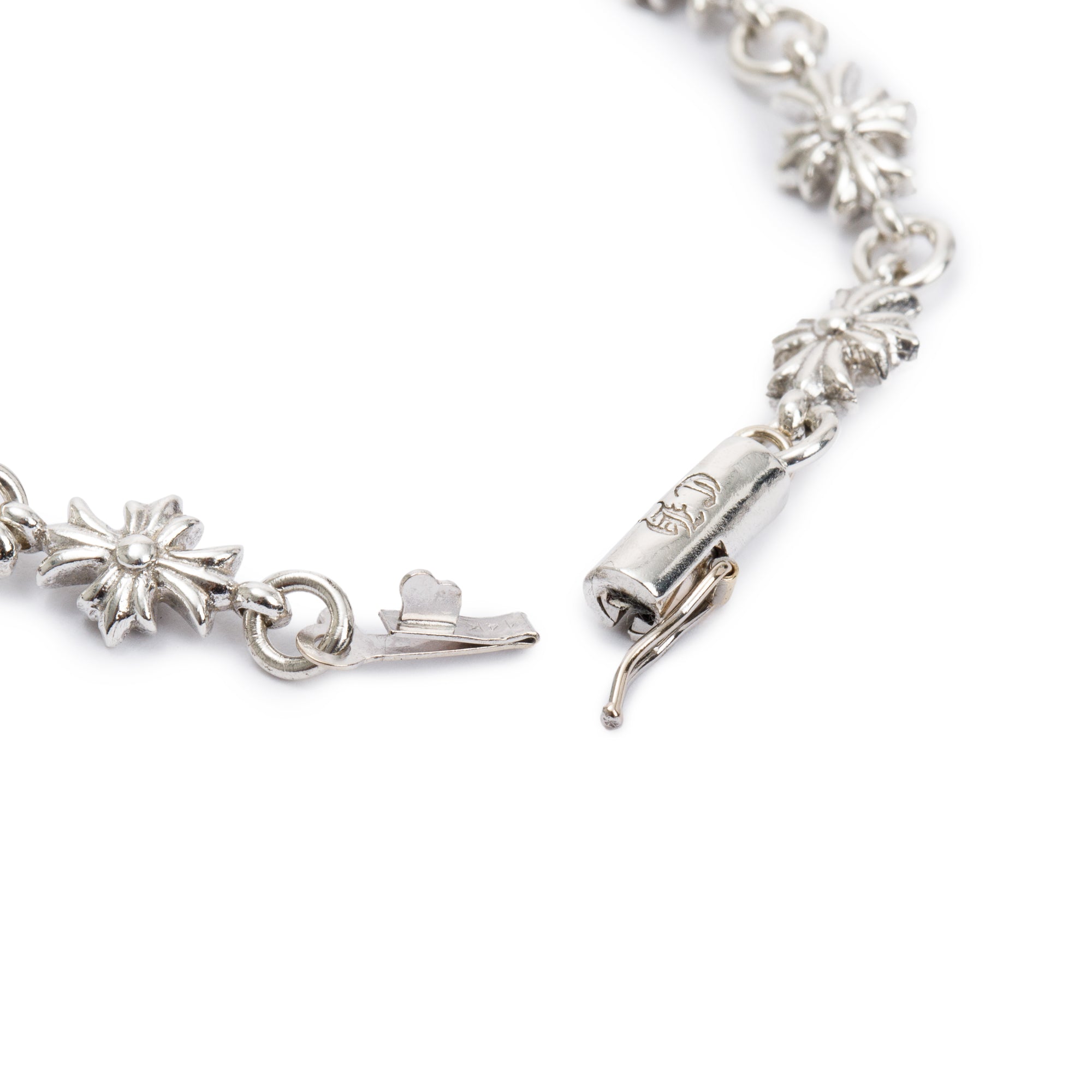 Chrome Hearts Sterling Silver Tiny E CH Plus Cross Bracelet