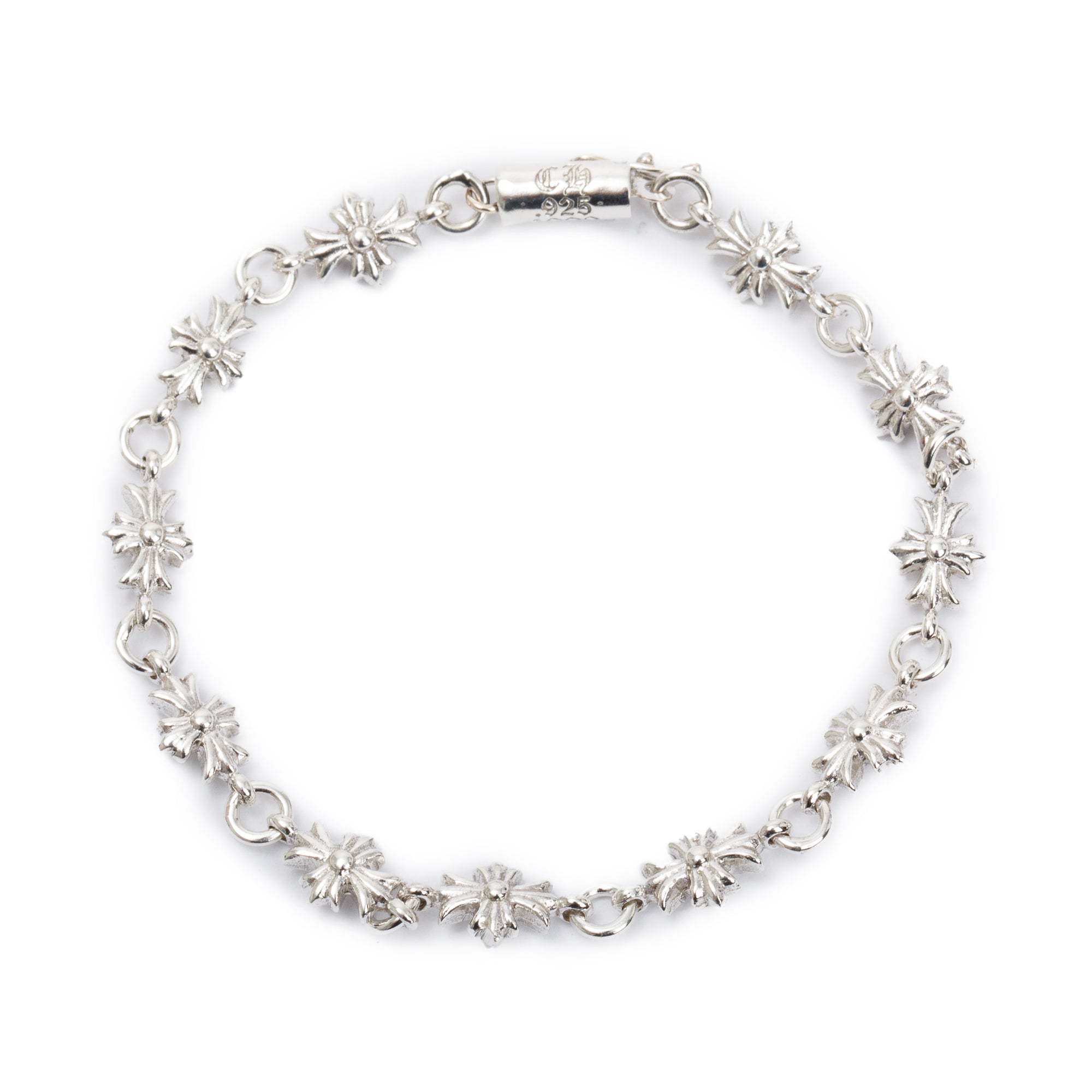 Chrome Hearts Sterling Silver Tiny E CH Plus Cross Bracelet