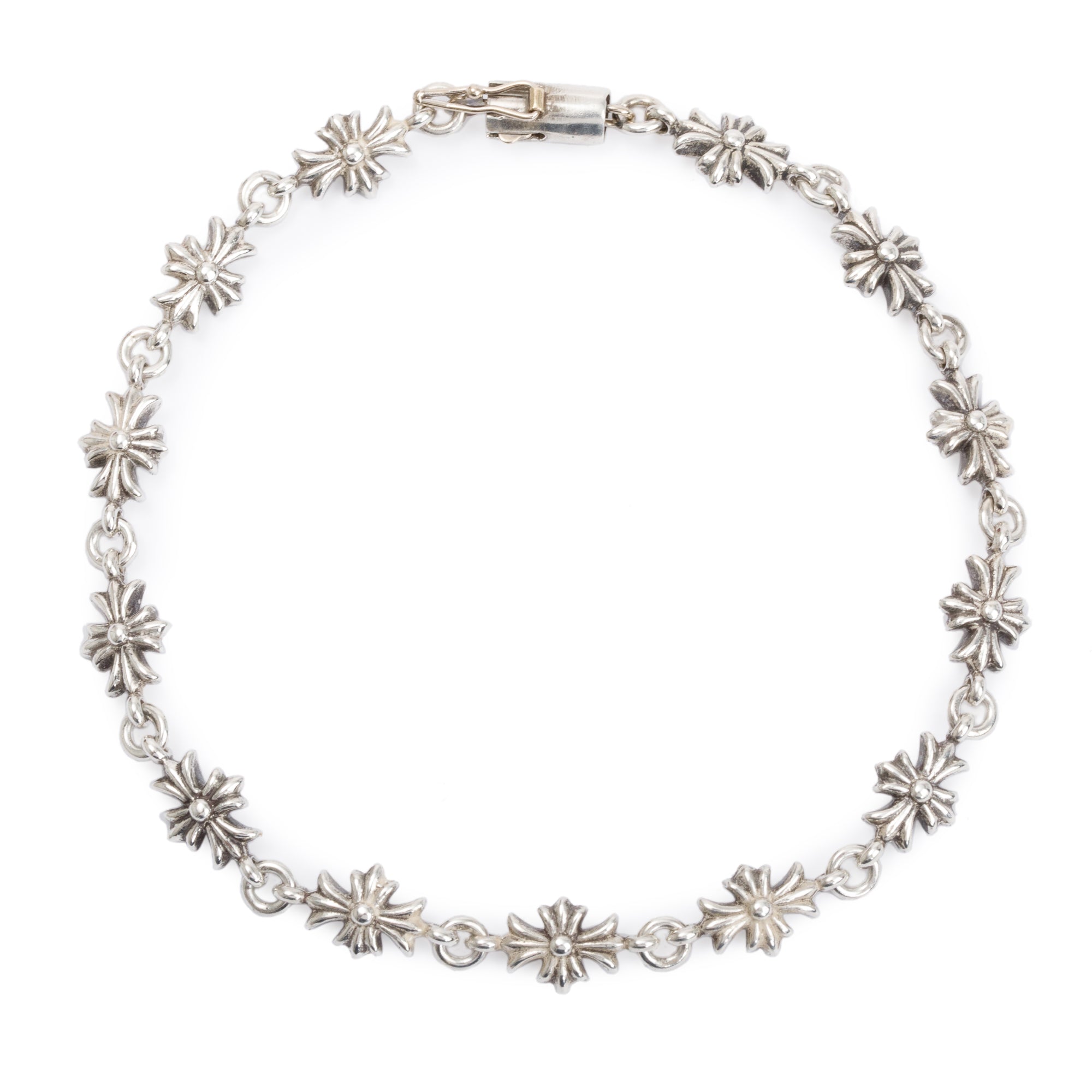 Chrome Hearts Sterling Silver Tiny E CH Plus Cross Bracelet