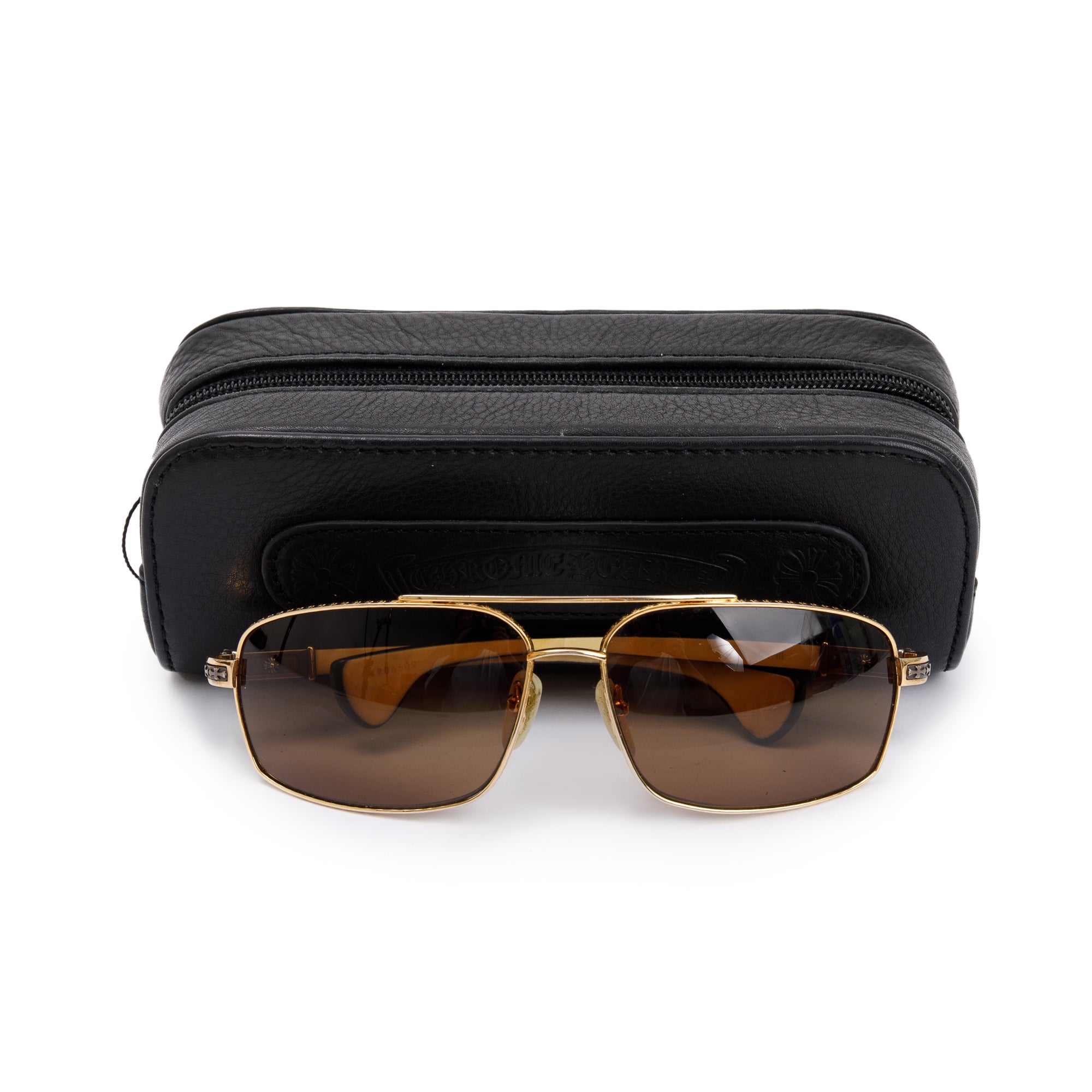 Chrome Hearts The Beast III Square Aviator Sunglasses w/ Case