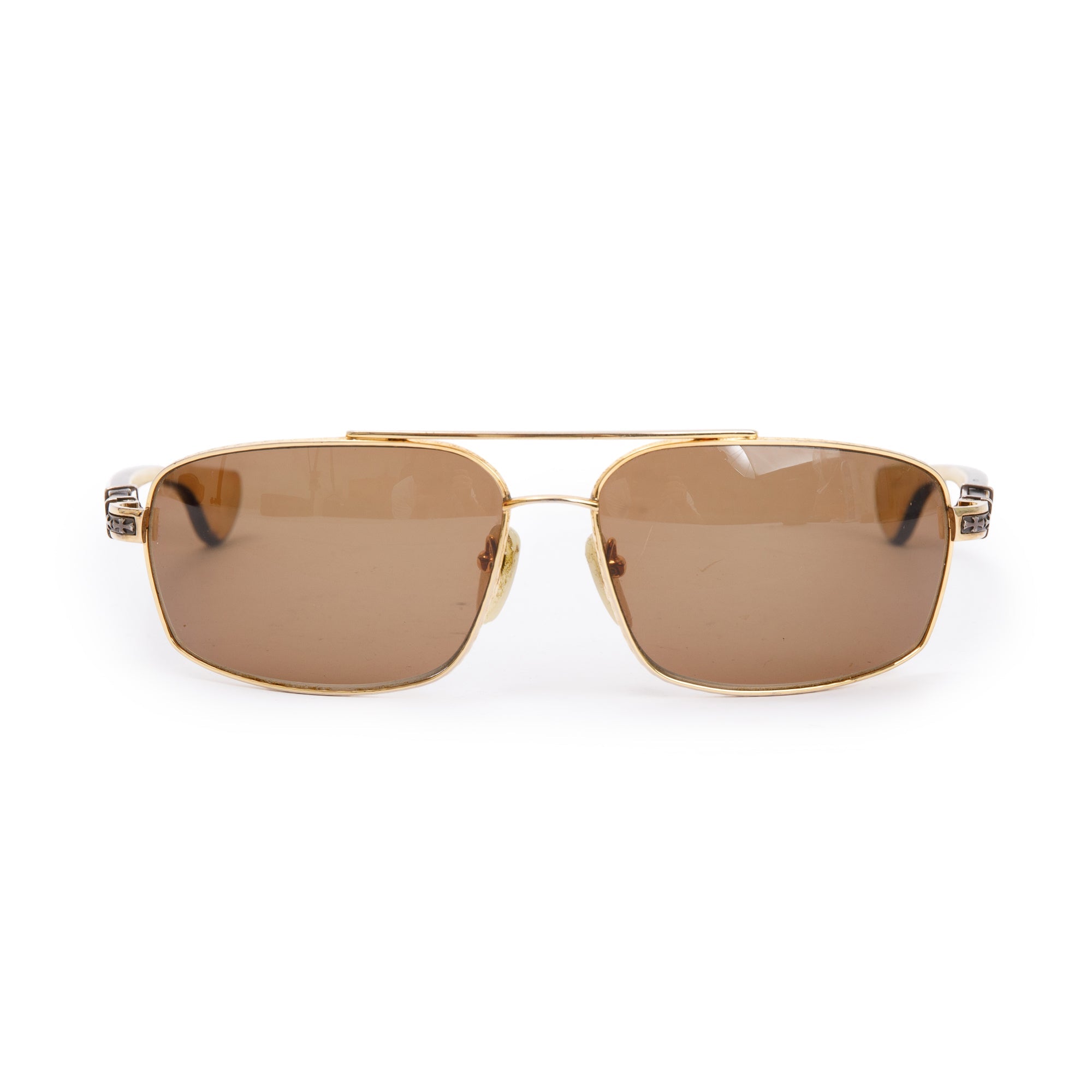 Chrome Hearts The Beast III Square Aviator Sunglasses w/ Case