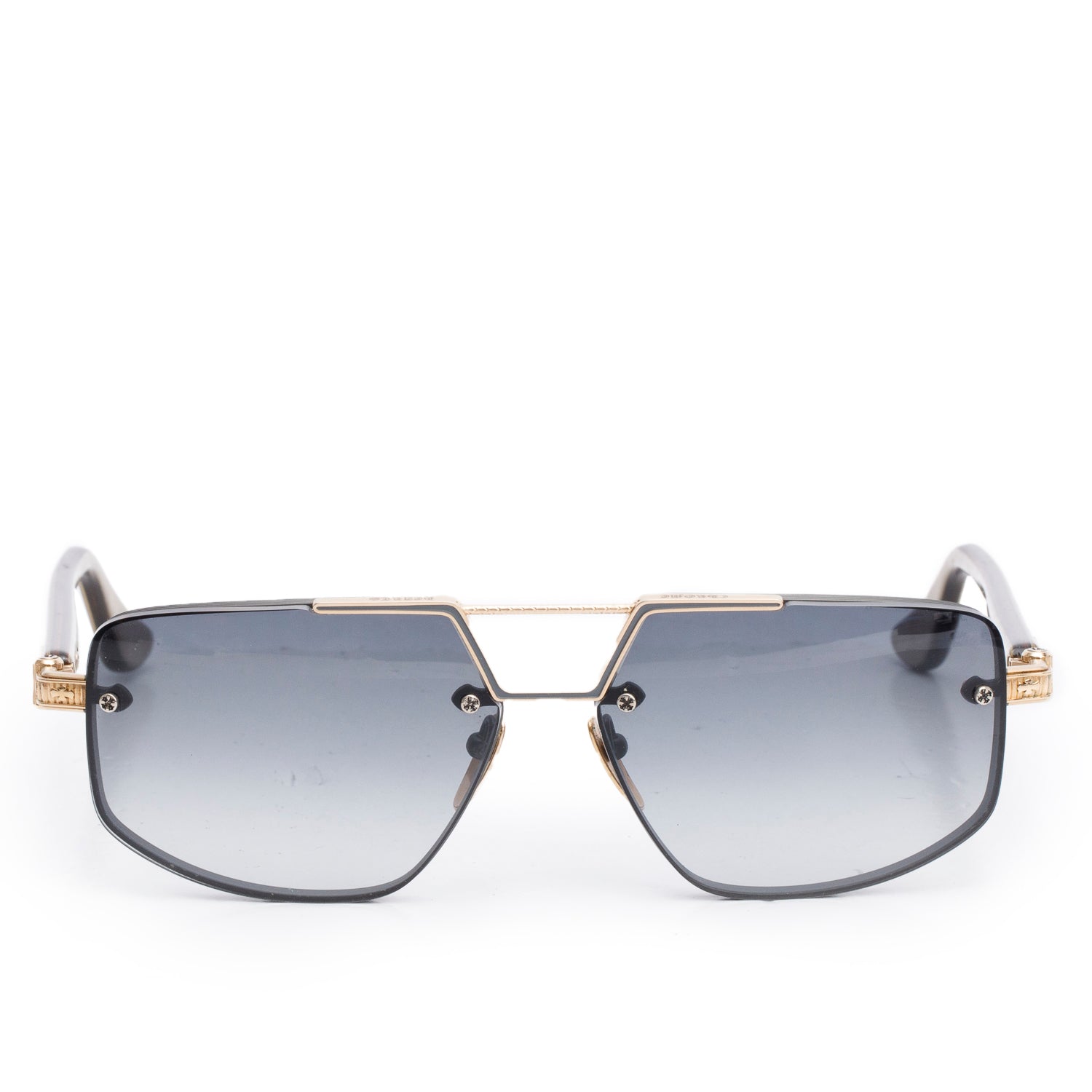 Chrome Hearts Rose Gold Tone Metal Beige Acetate Love Rod Aviator Sunglasses w/ Case