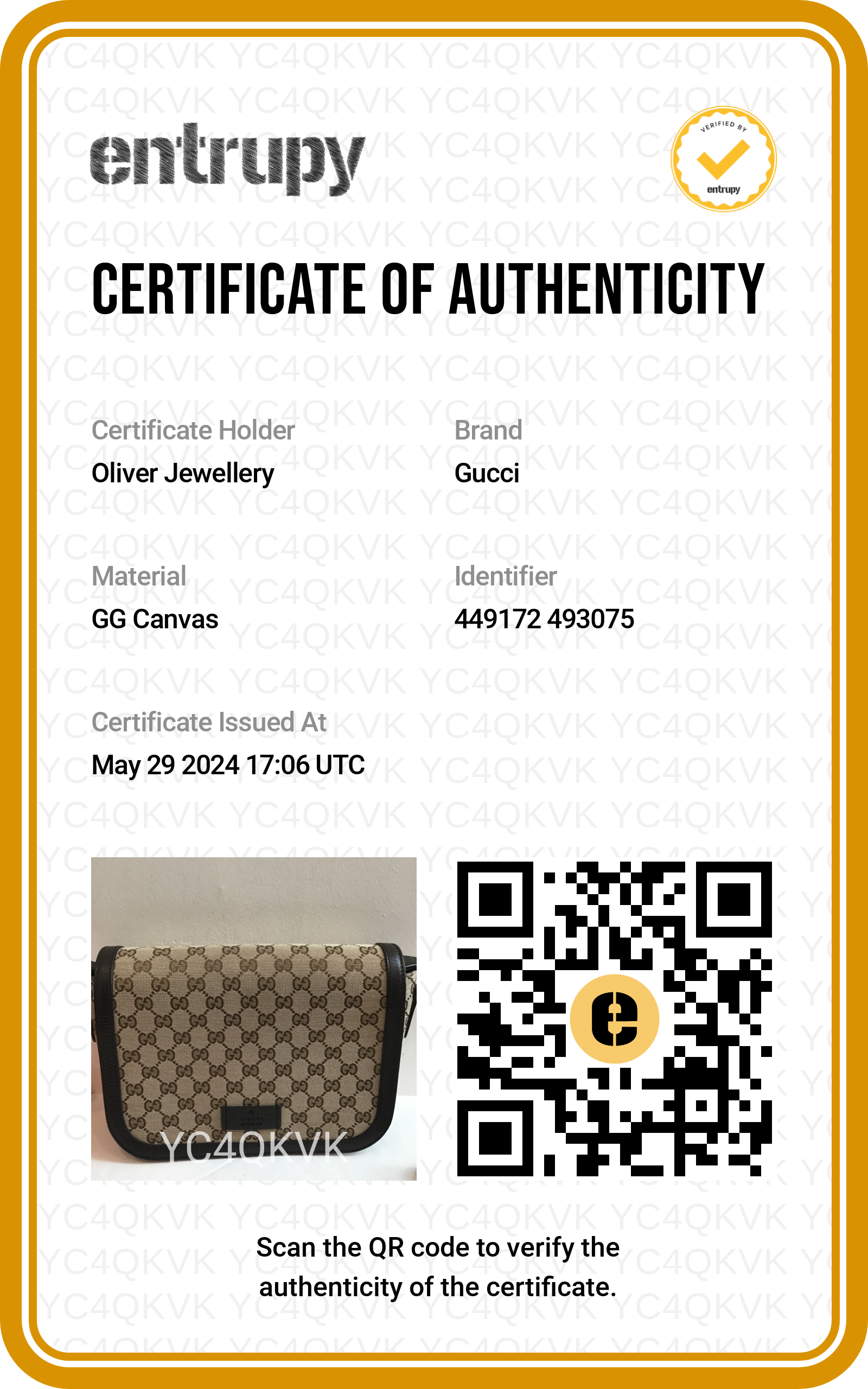 Gucci Brown Leather Trim GG Canvas Messenger Bag