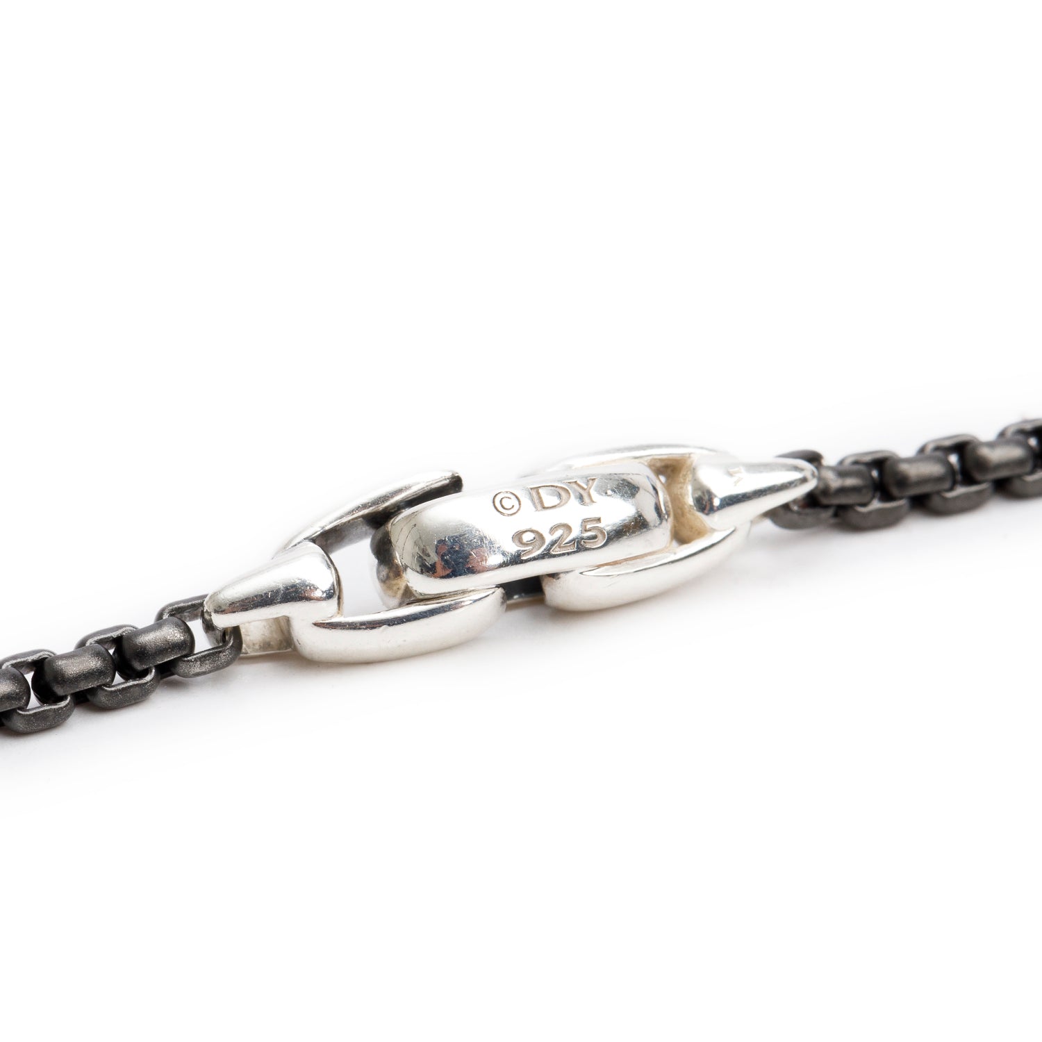 David Yurman Sterling Silver & Black PVD Stainless Steel Smooth Amulet 2.7 MM Box Chain Necklace, 24"